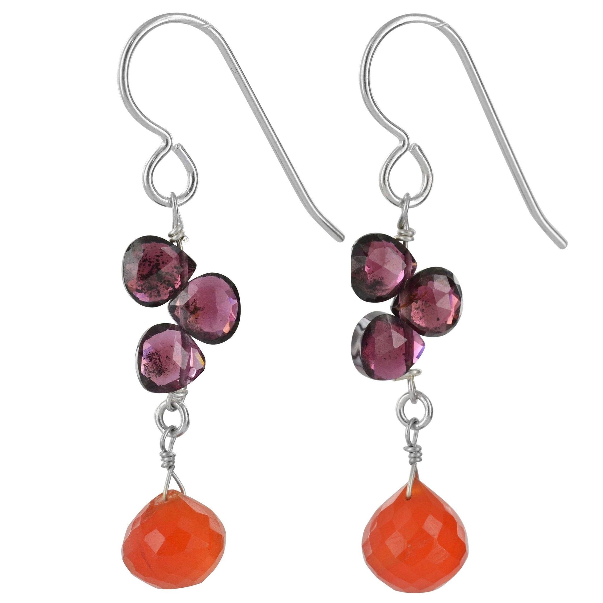 Orange Carnelian, Red Garnet Gemstone Earrings
