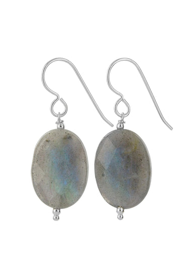 Oval Labradorite Gemstone Earrings