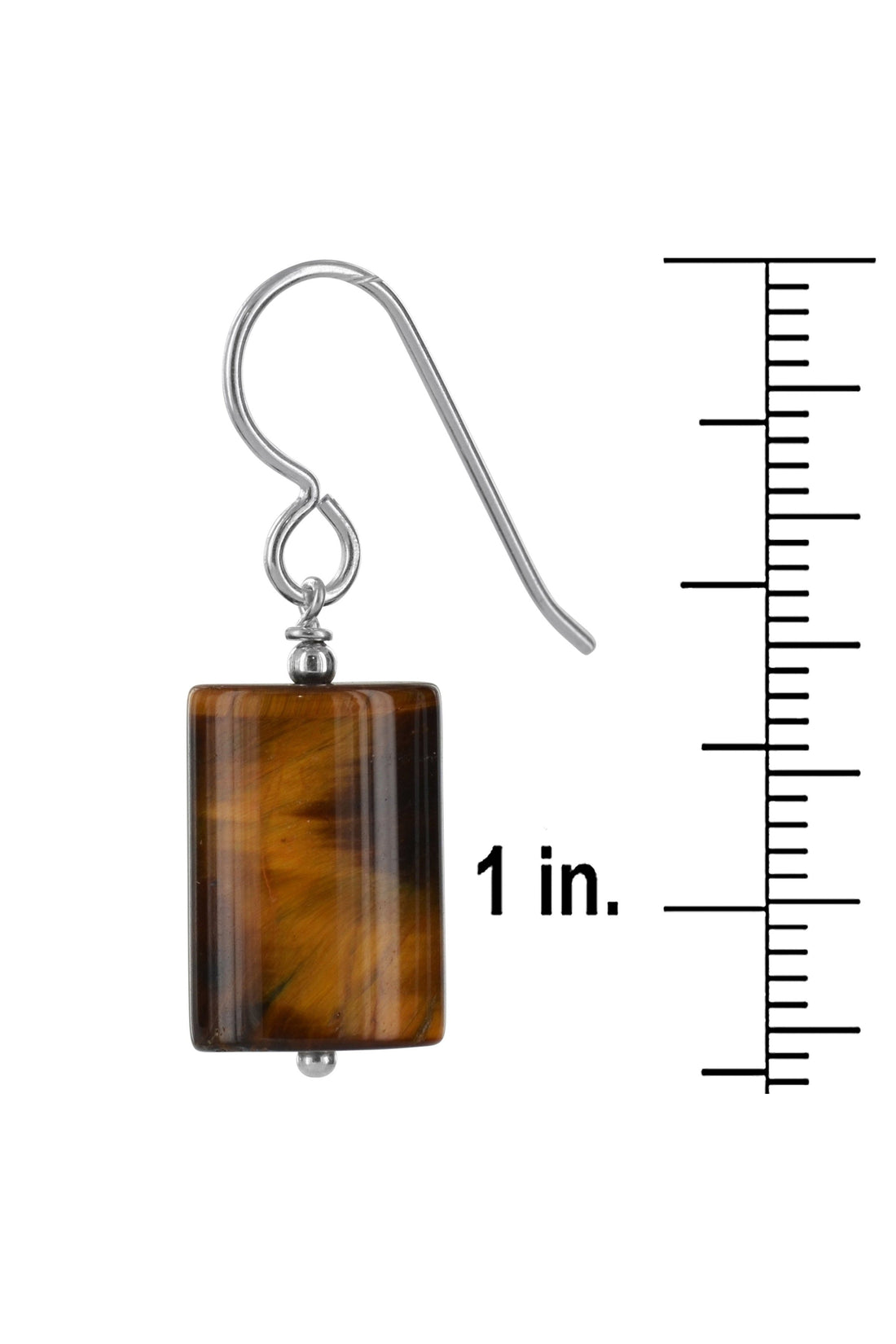 Rectangular Tigers Eye Brown Gemstone Earrings