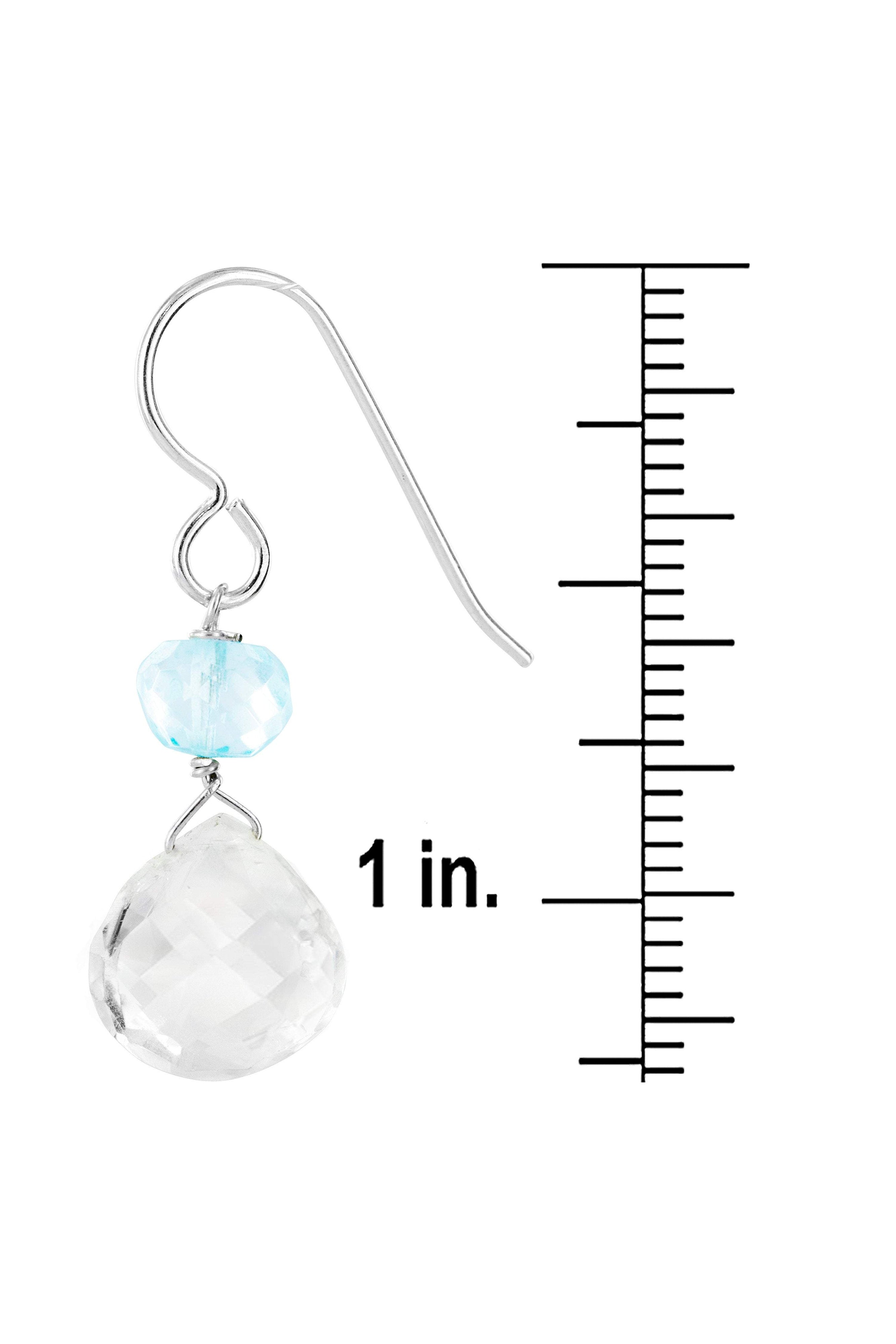Blue Quartz, Rock Crystal Silver Dainty Gemstone Earrings