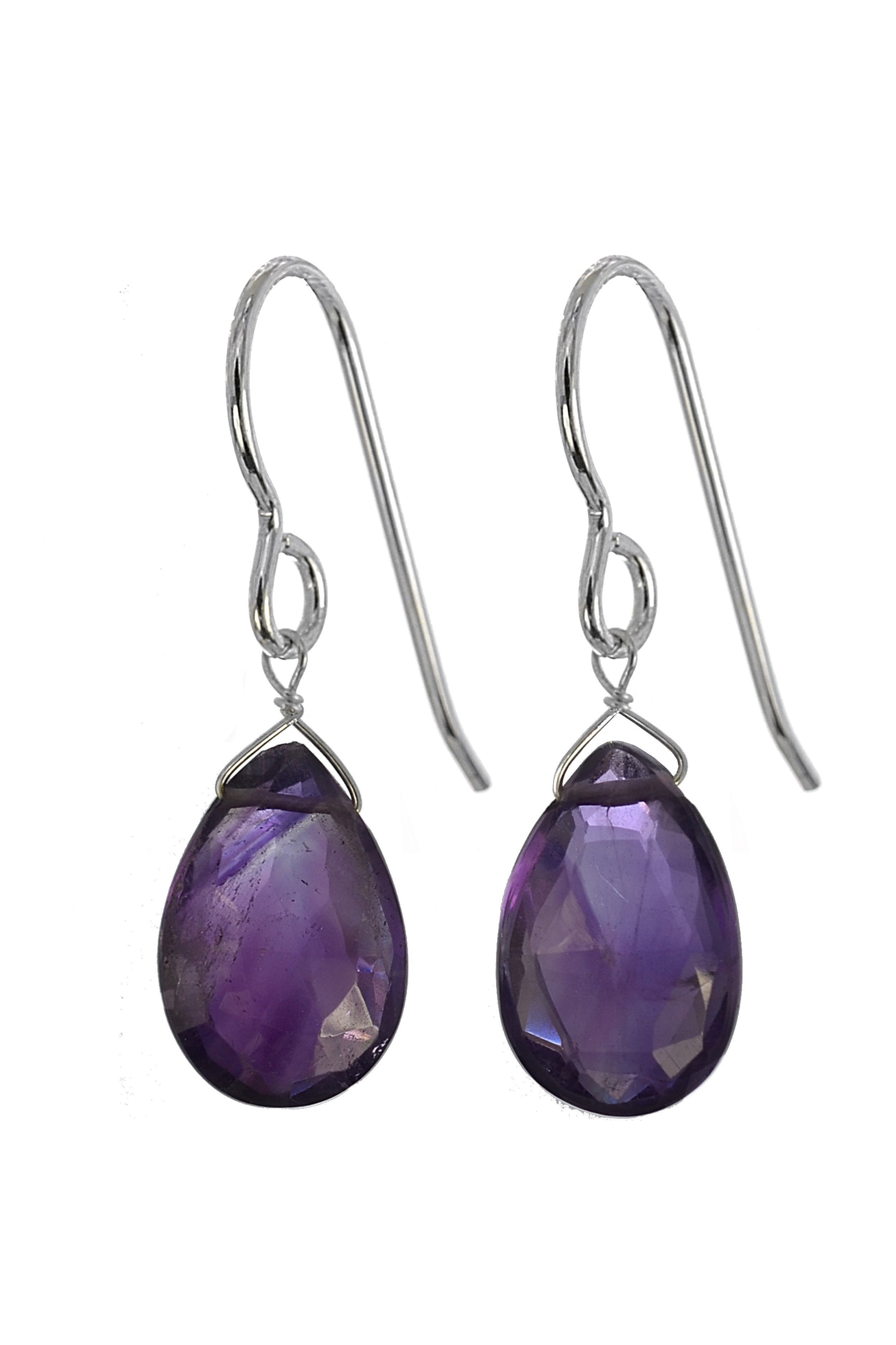 Gemstone Earrings, Amethyst Purple Stones