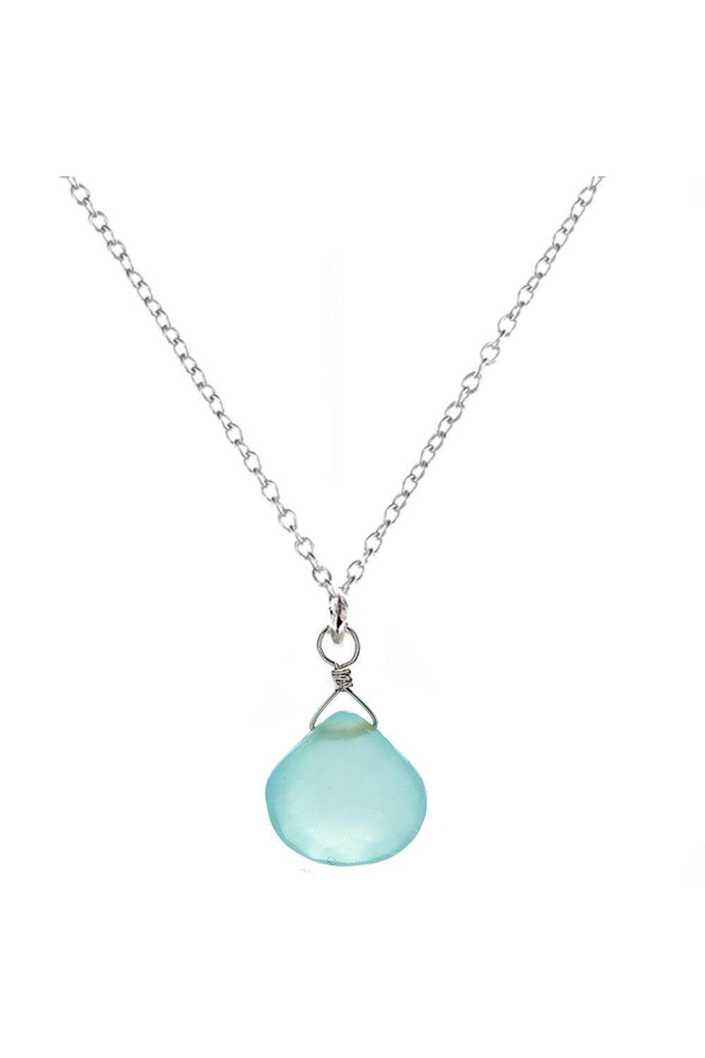 Blue Chalcedony Dainty Gemtone Silver Necklace