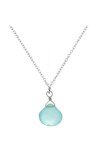 Blue Chalcedony Dainty Gemtone Silver Necklace