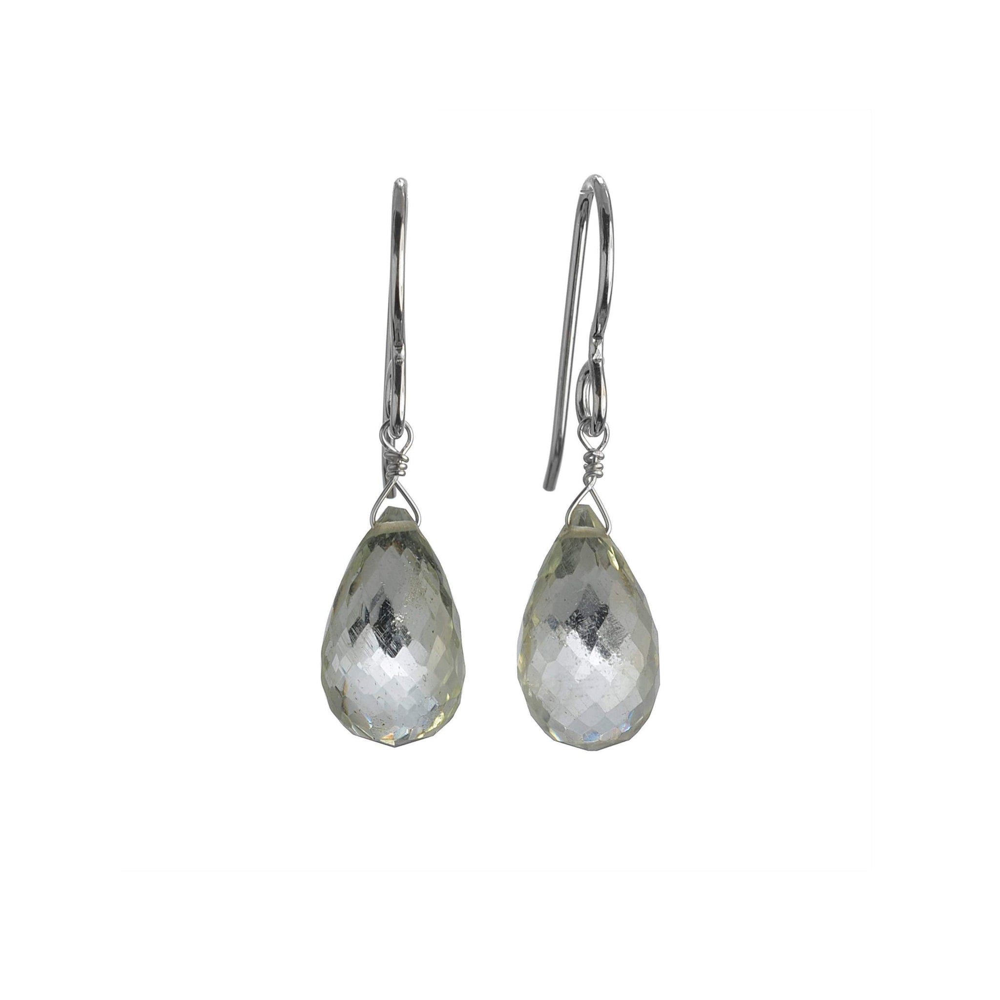 Green Amethyst Briolette Gemstone Earrings