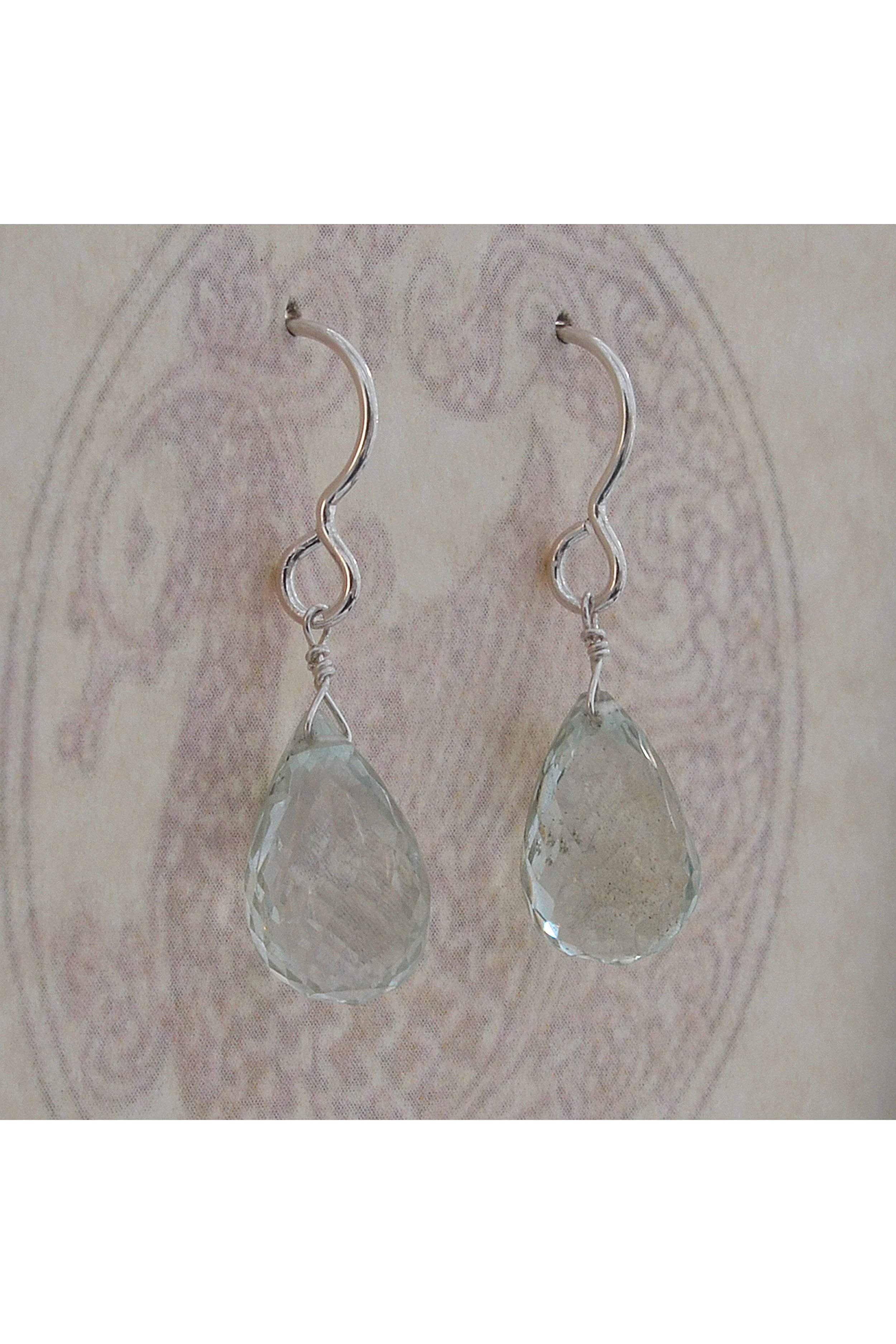 Green Amethyst Briolette Gemstone Earrings