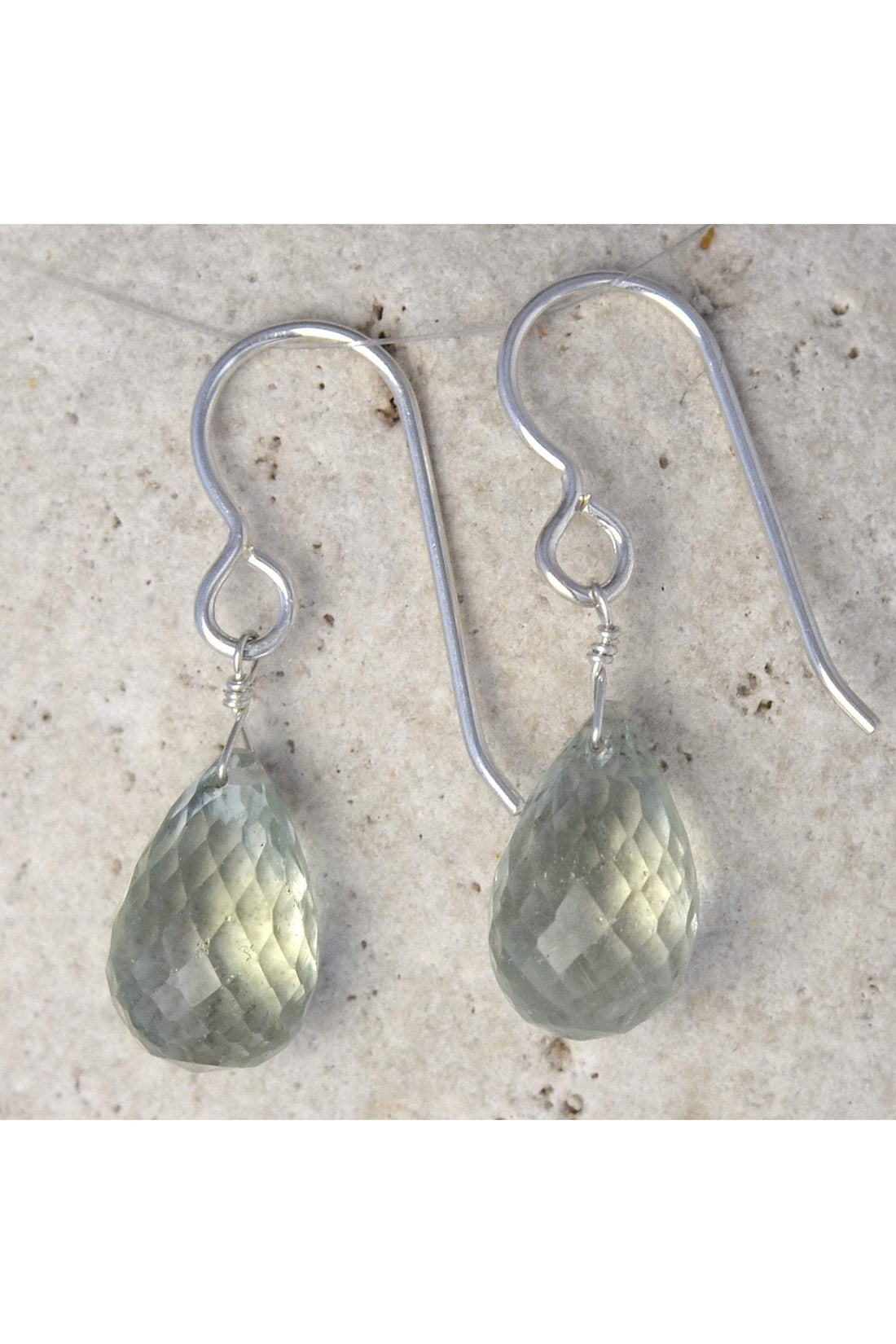 Green Amethyst Briolette Gemstone Earrings