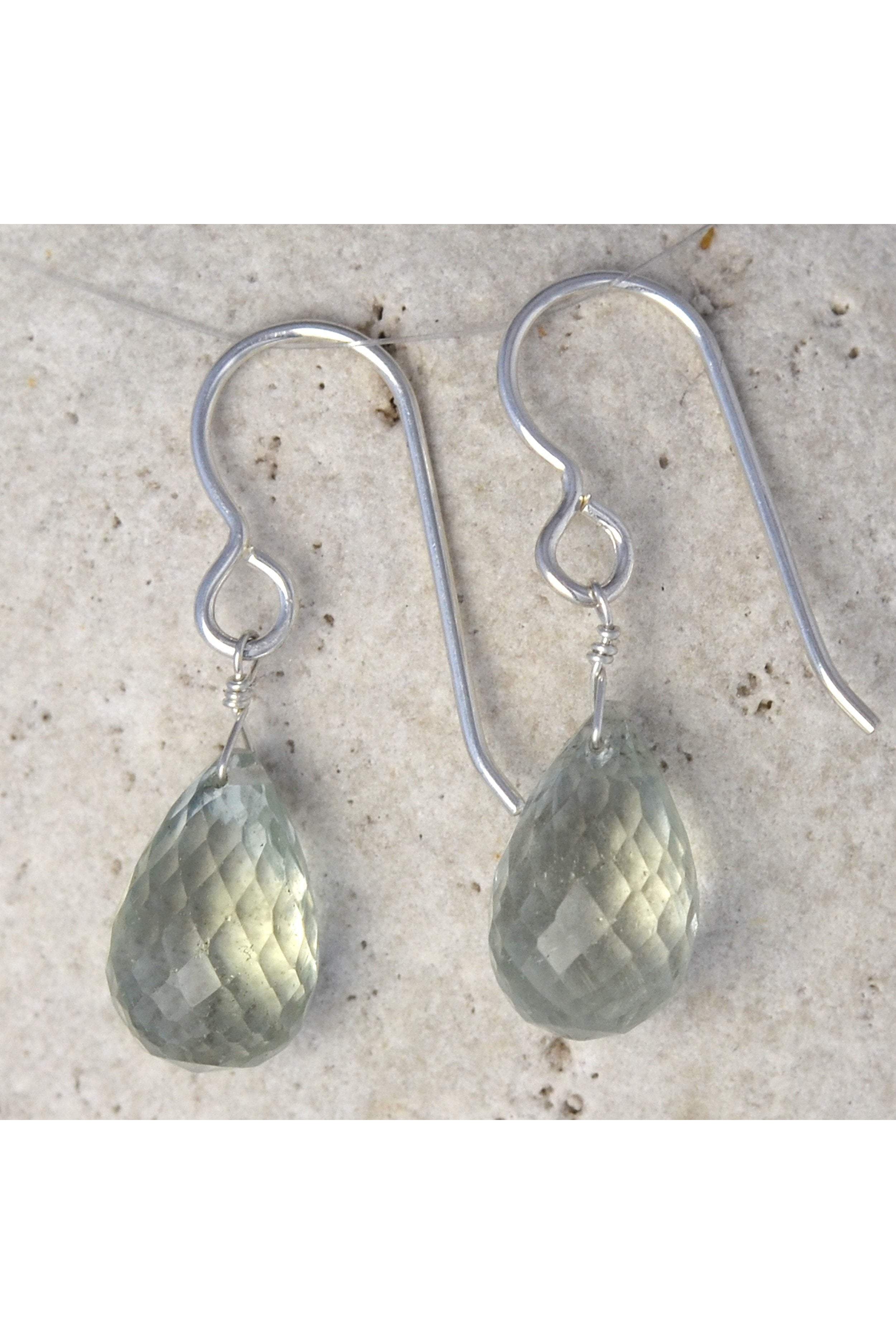 Green Amethyst Briolette Gemstone Earrings
