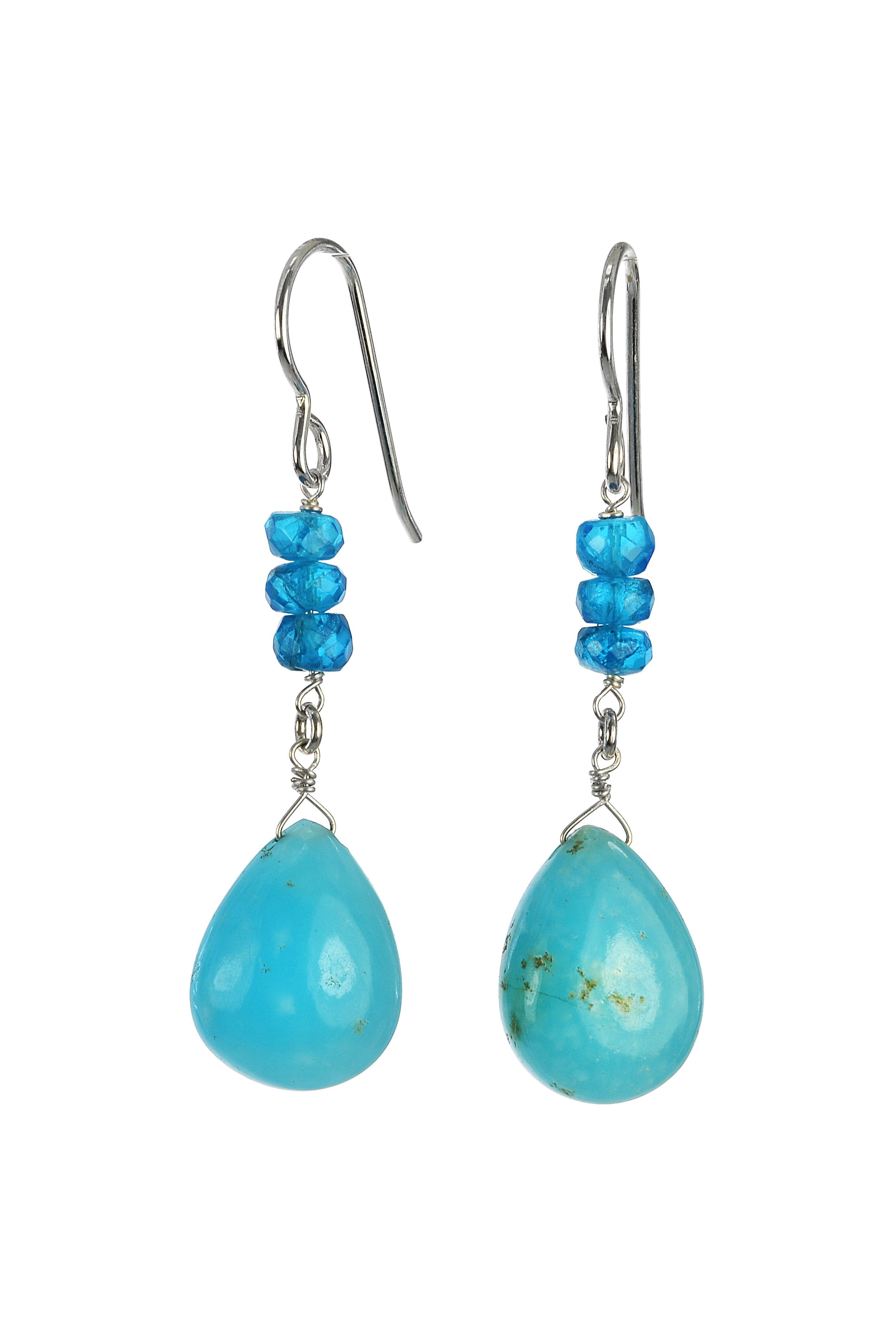 Blue Hemimorphite, Apatite Healing Gemstone Earrings