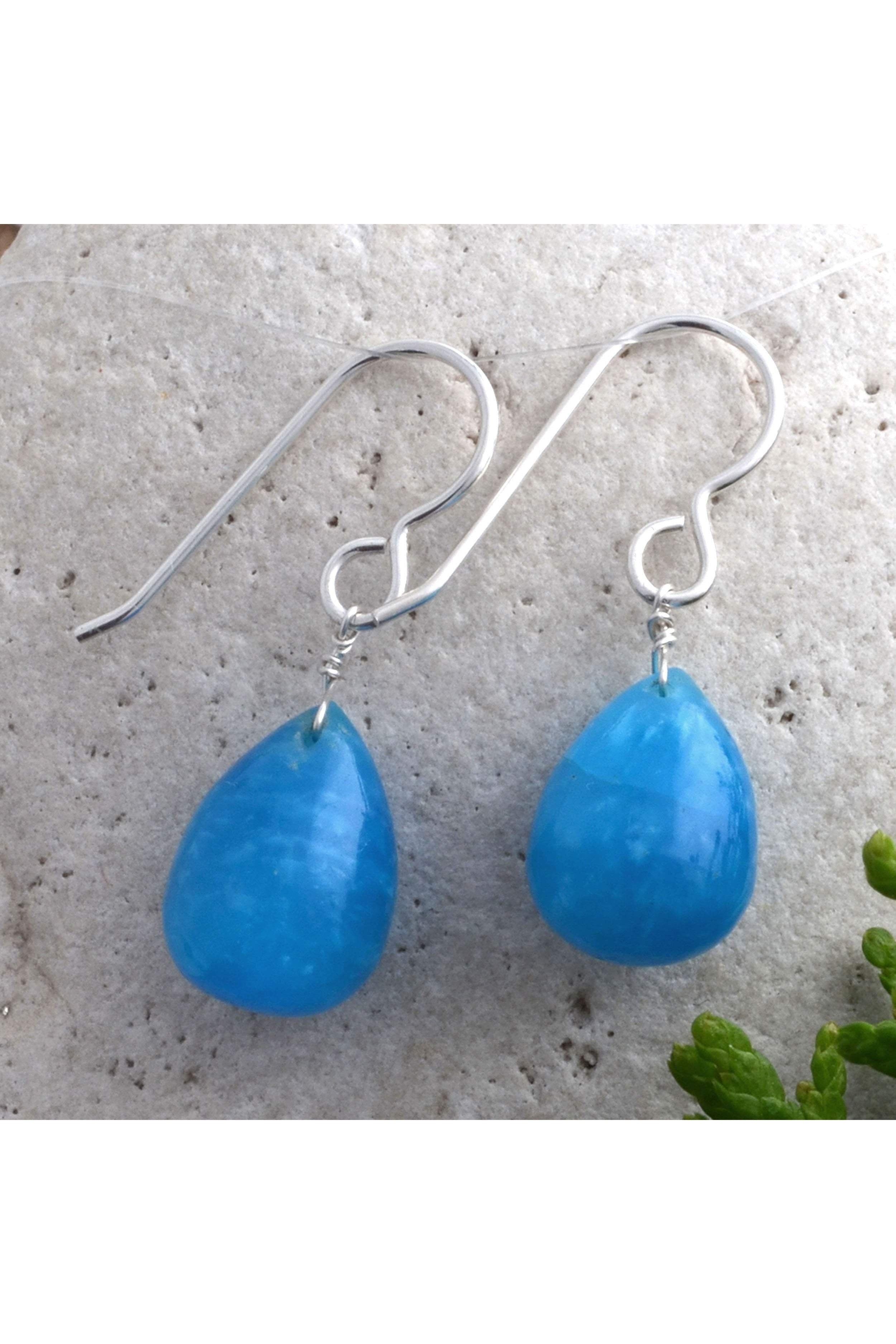 Blue Hemimorphite, Healing Gemstone Drop Earrings