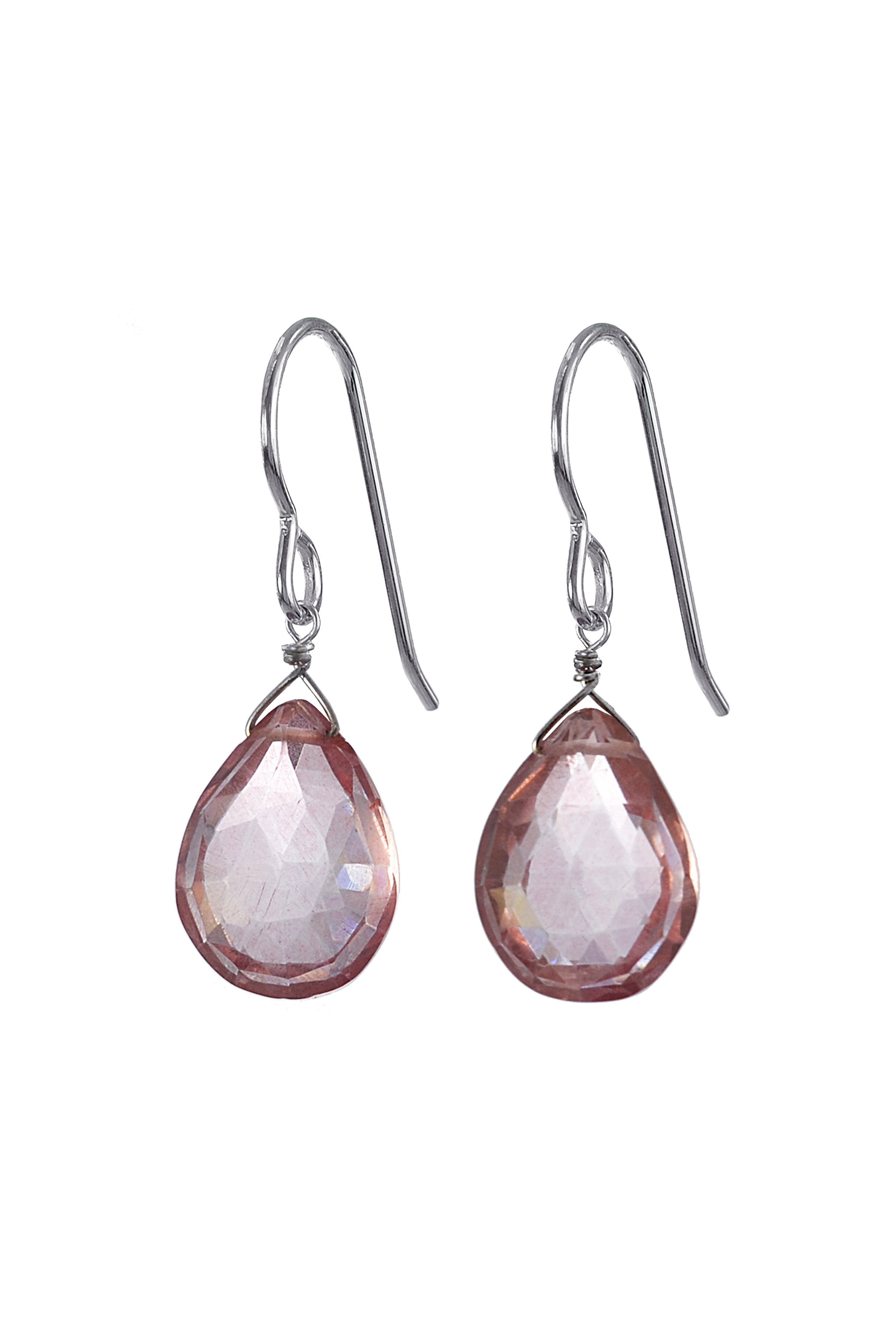 Baby Pink Quartz Gemstone Drop Earrings