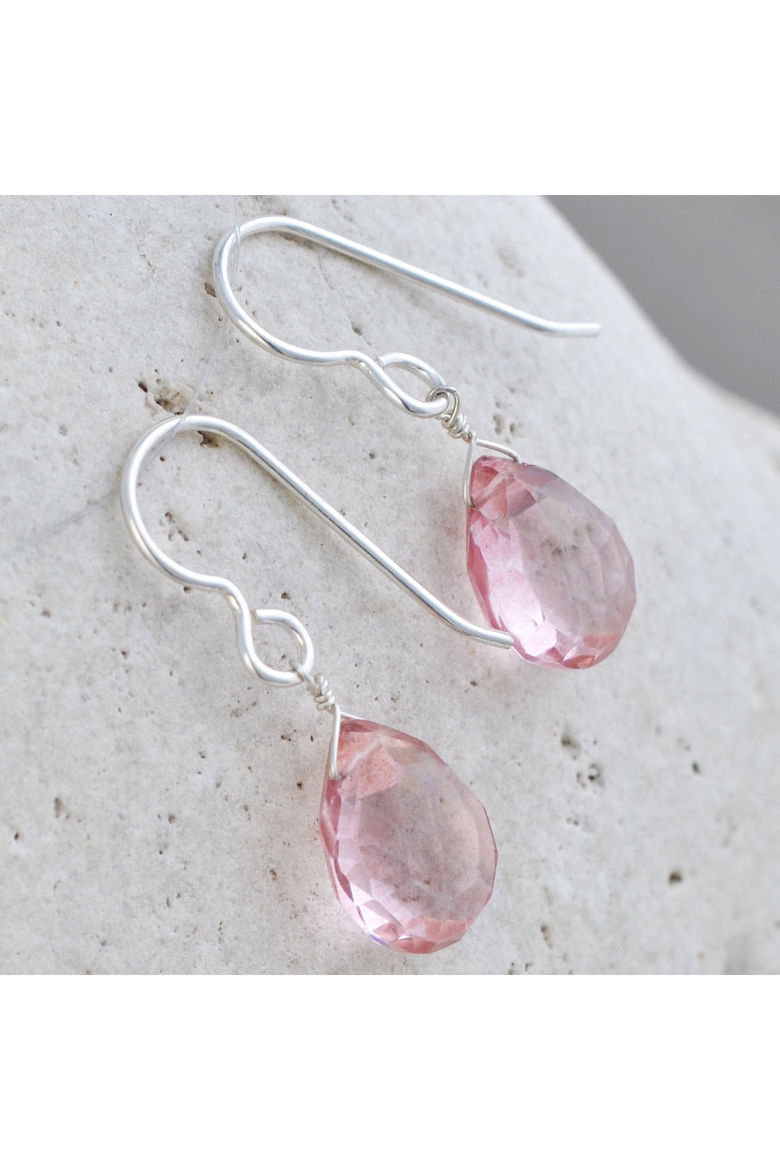 Baby Pink Quartz Gemstone Drop Earrings
