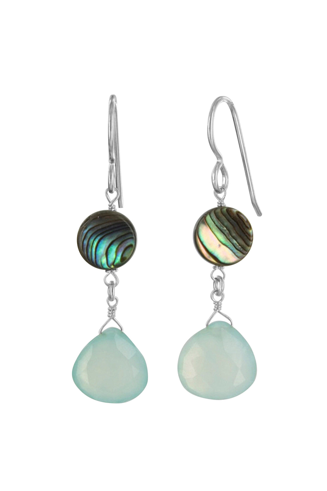 Blue Chalcedony, Mother of Pearl Earrings