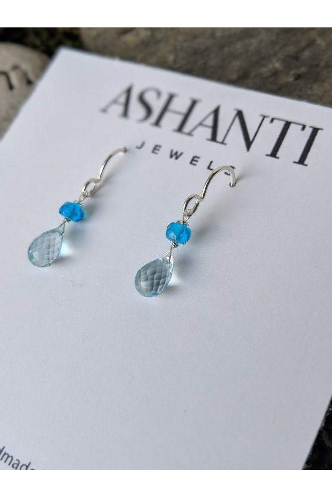 Dainty Blue Gemstone Topaz Earrings