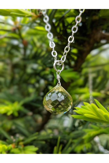 Lemon Quartz Pear Briolette Gemstone Necklace