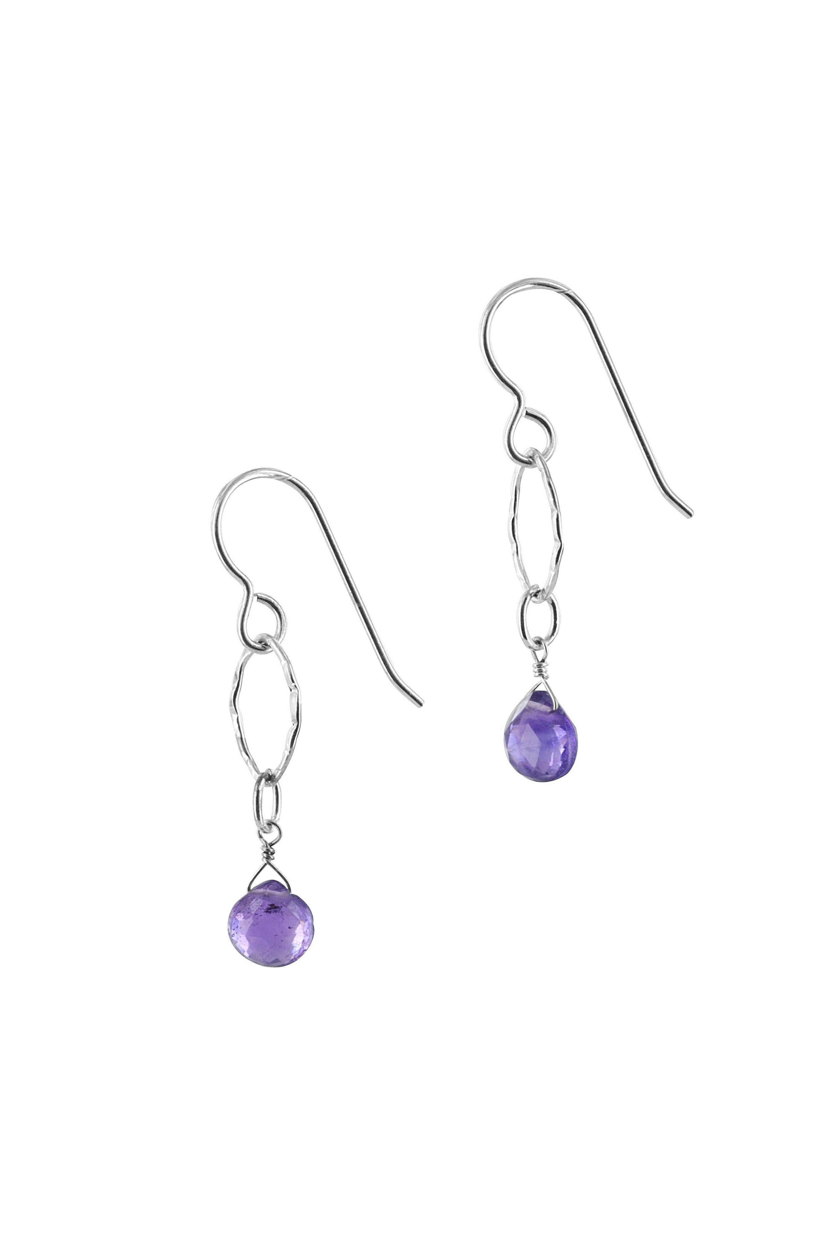 Dainty Amethyst Genuine Gemstone Earrings