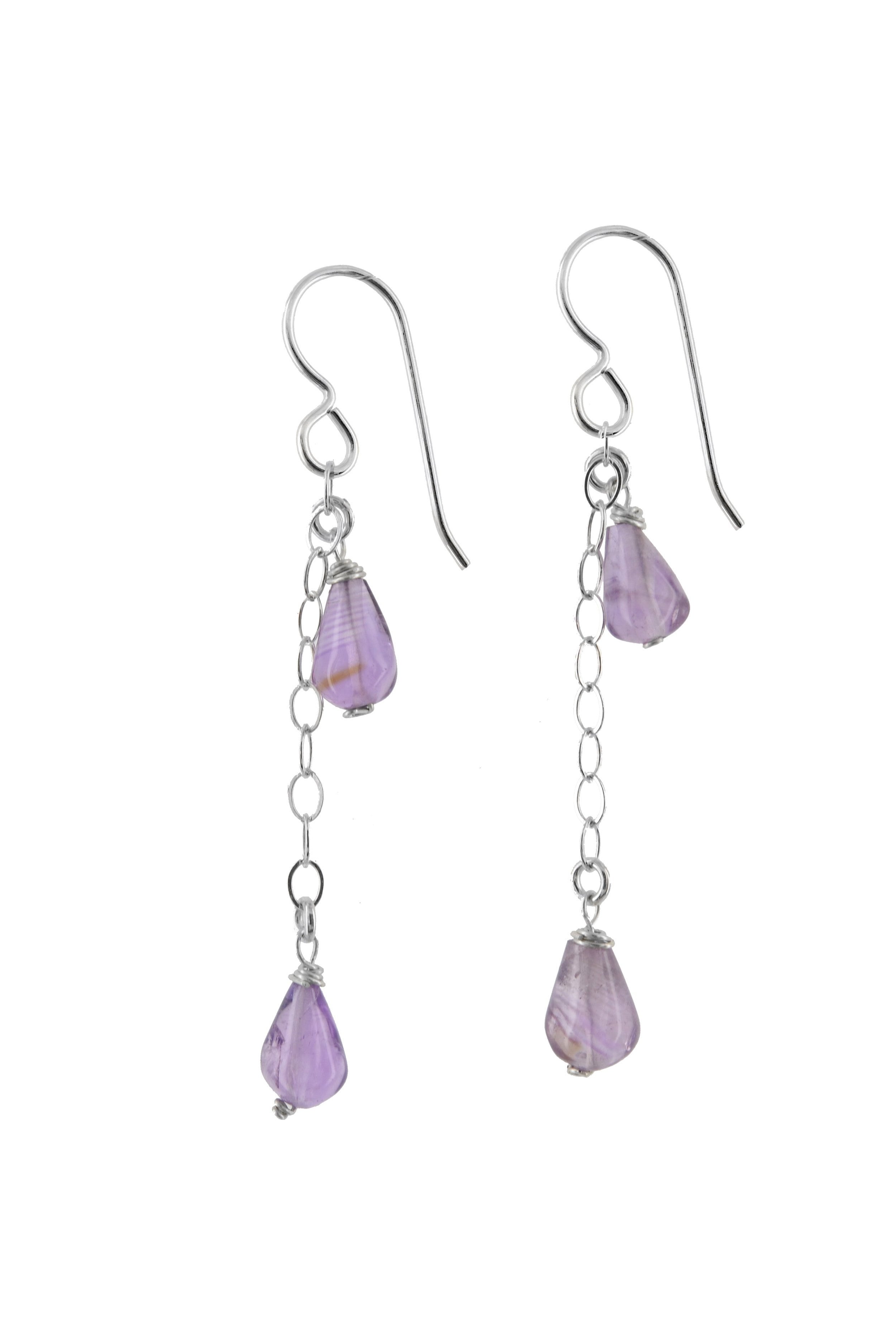 Pink Amethyst Long Earrings