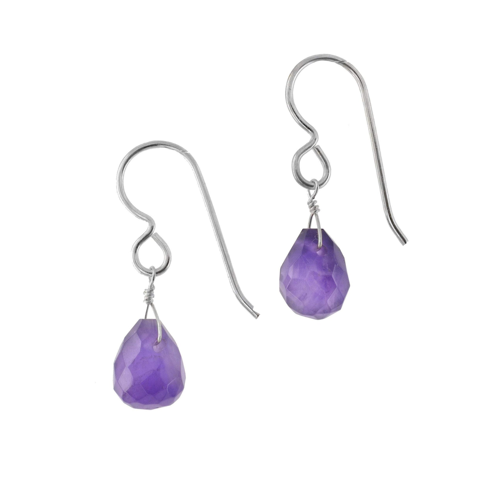 Teardrop Purple Amethyst Small Dangle Earrings