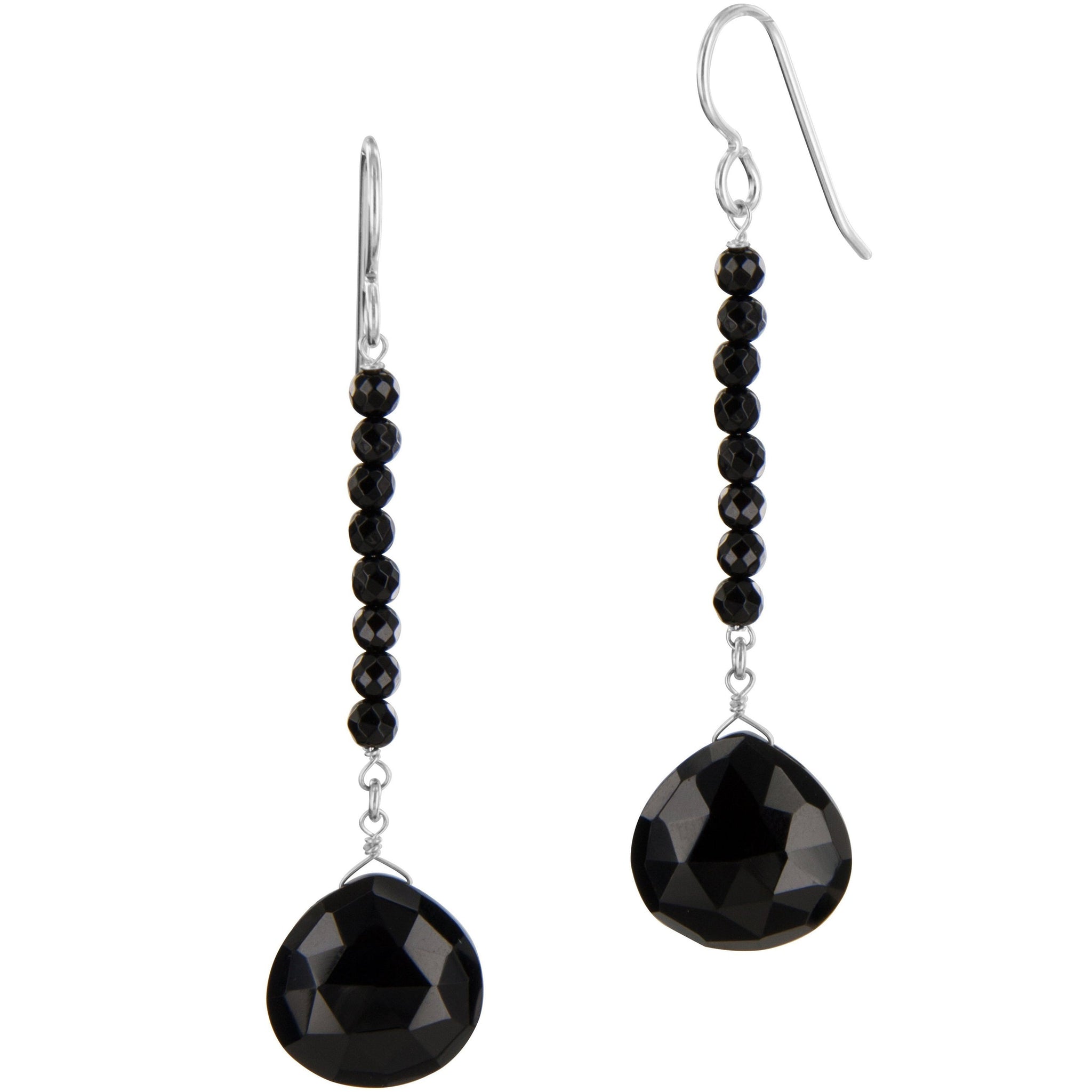 Black Onyx Long Briolette Gemstone Earrings
