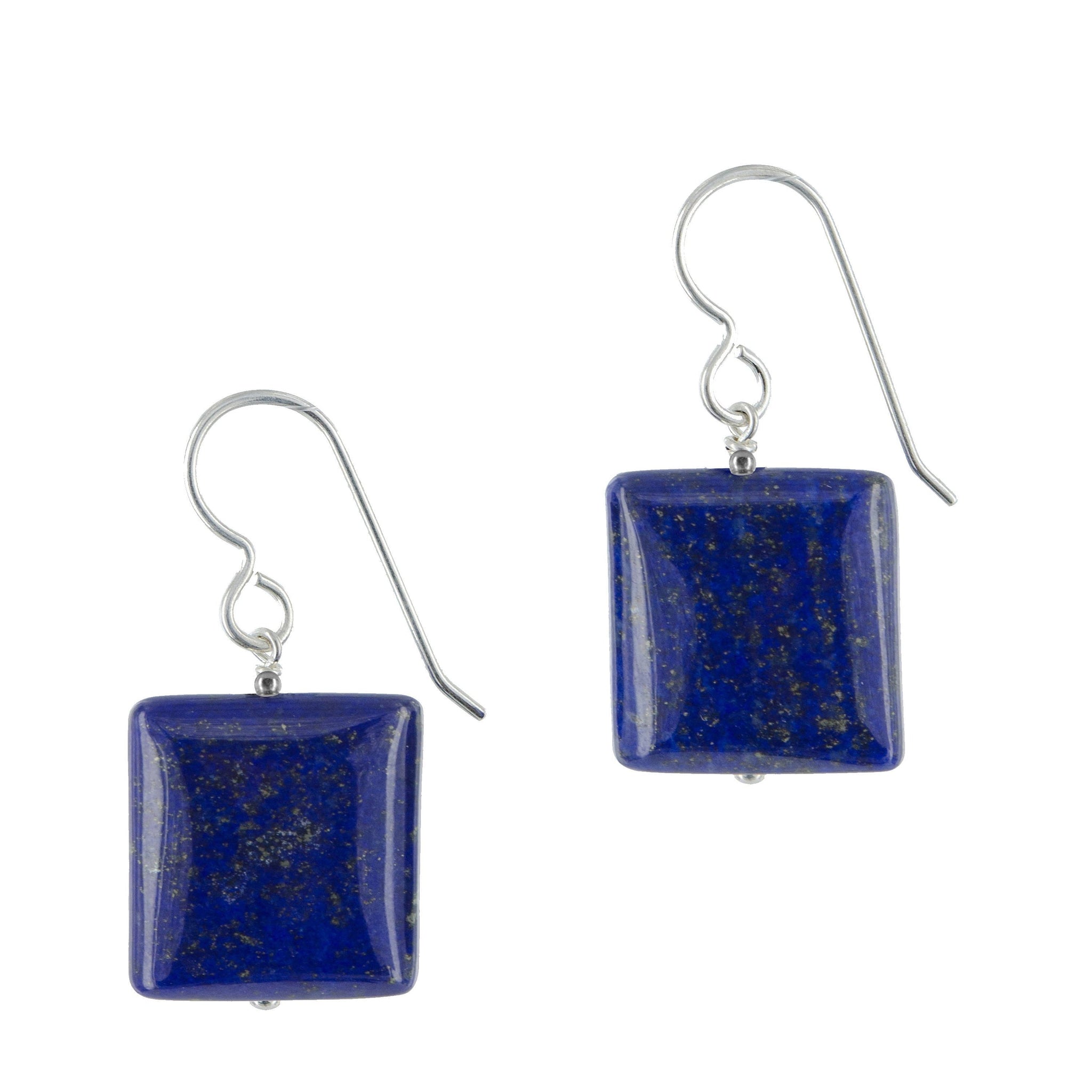 Square Navy Blue Lapis Earrings