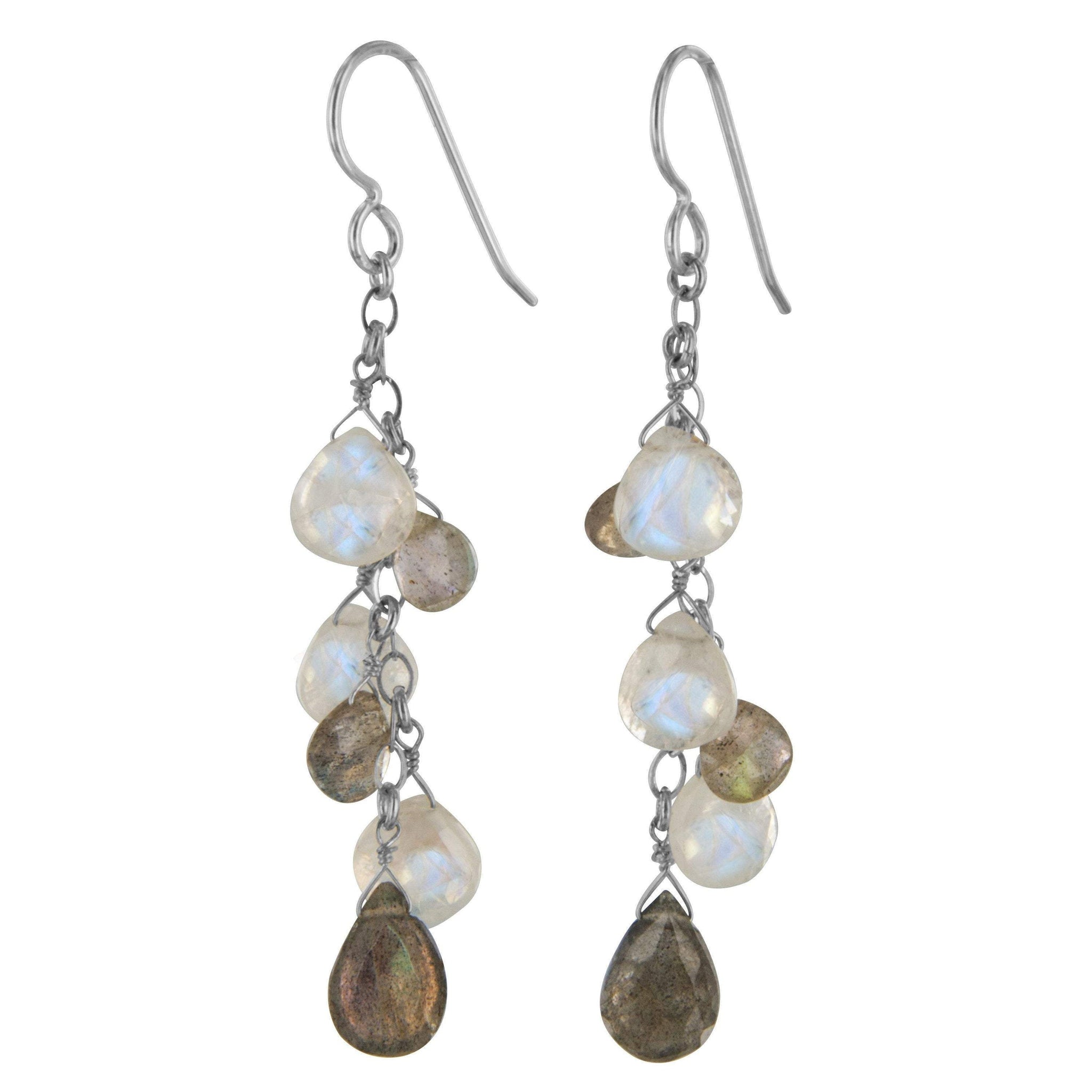 Labradorite Earrings, Rainbow Moonstone Gemstones
