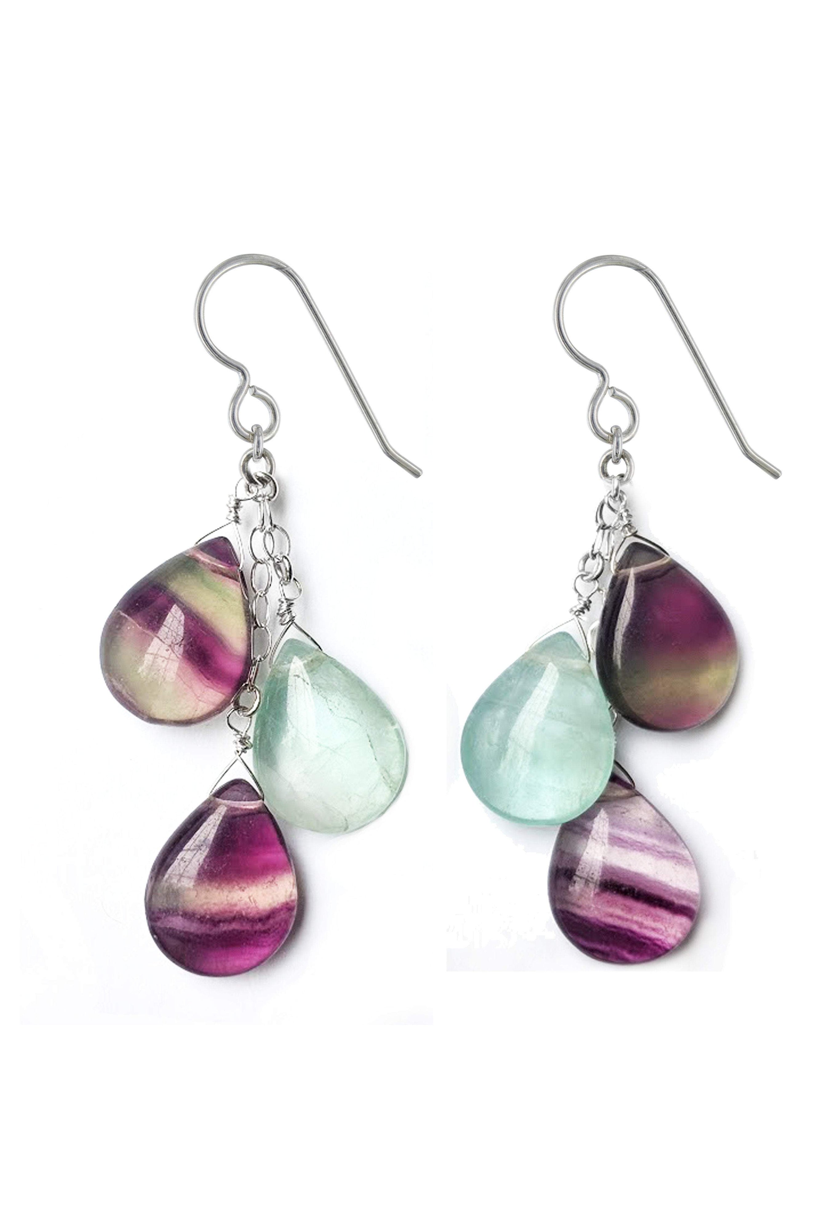Fluorite Gemstone Pastel Earrings