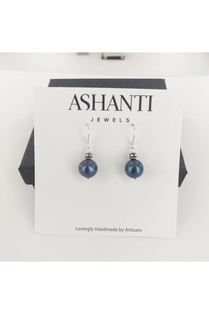 Black Pearl Dangling Earrings