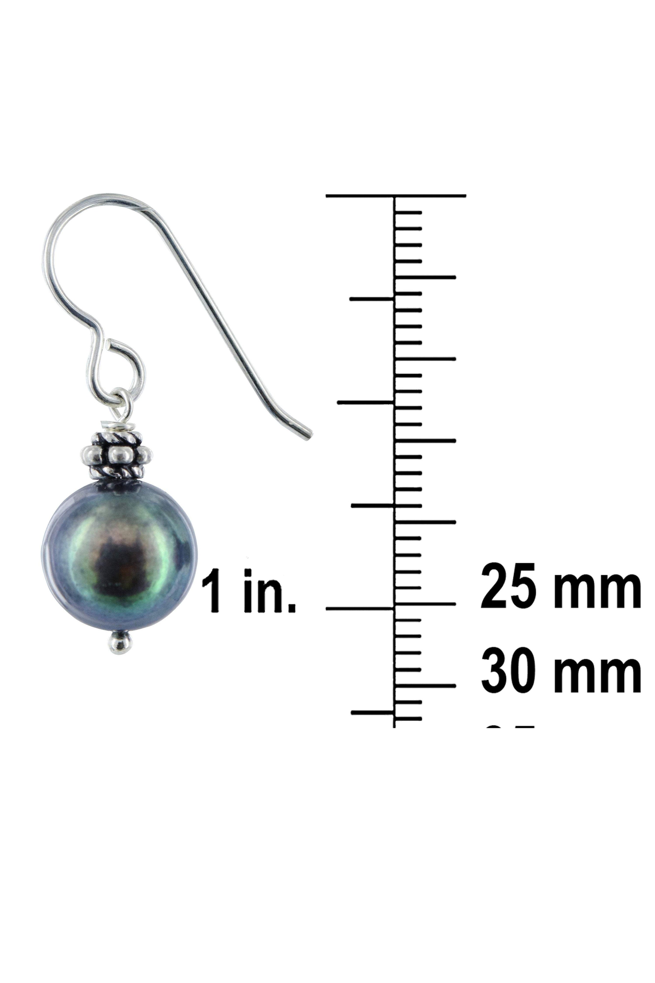 Black Pearl Silver Dangle Earrings, June Birthstone