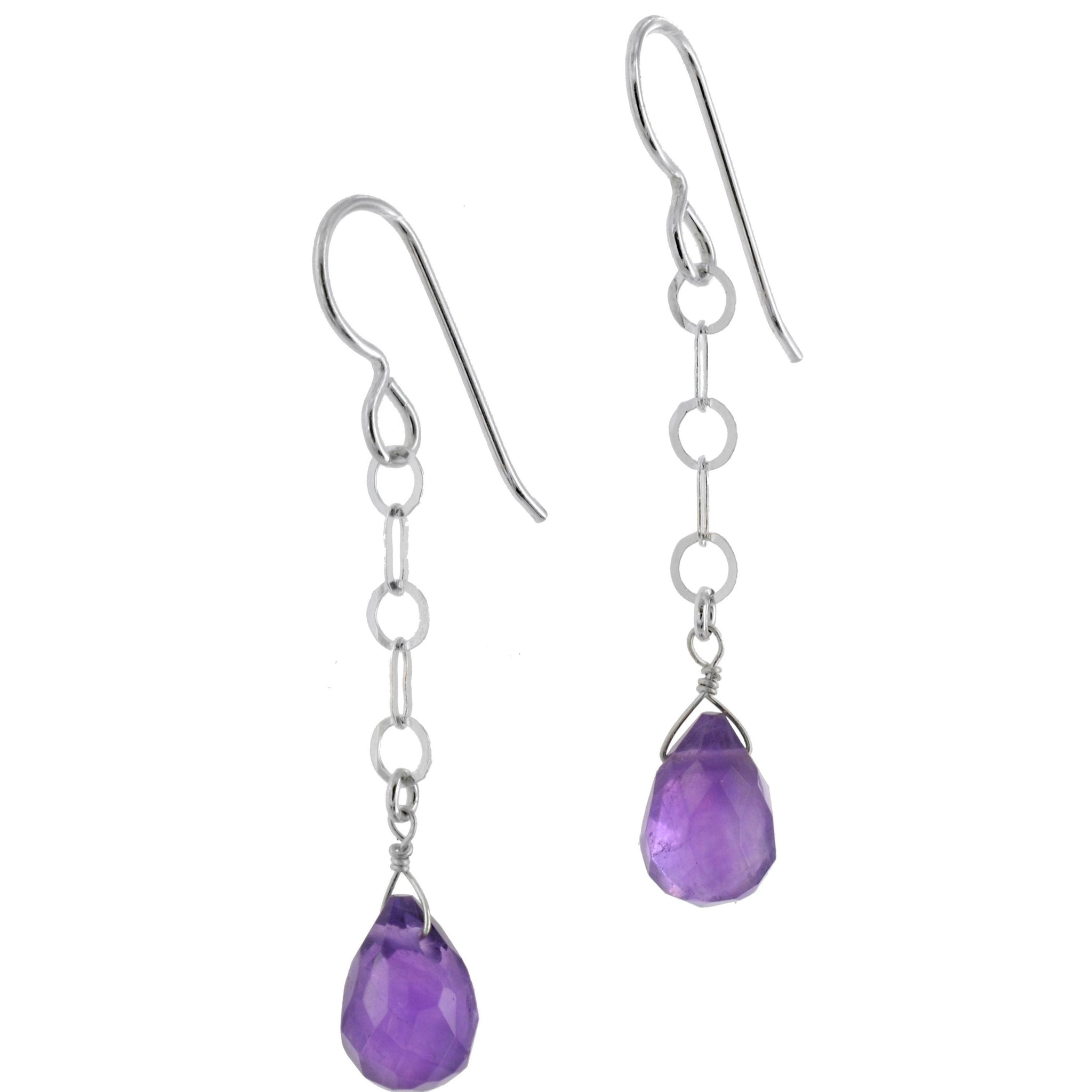 Amethyst Purple Gemstone Dangle Earrings