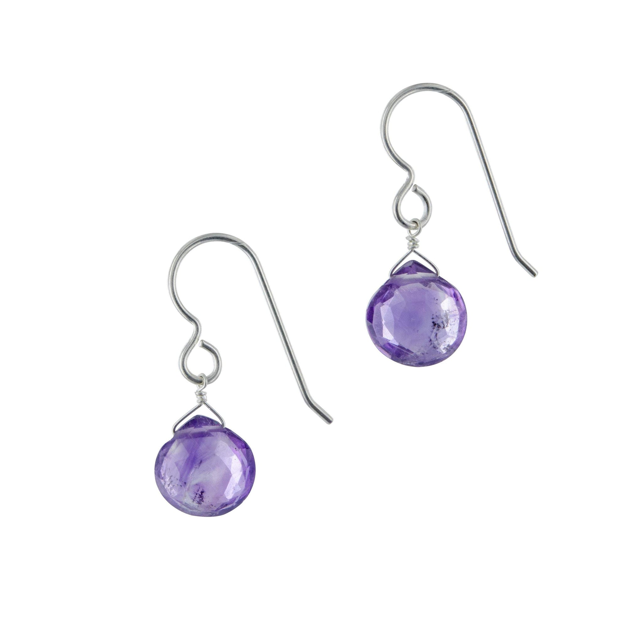 Simple Minimalist Amethyst Gemstone Earrings