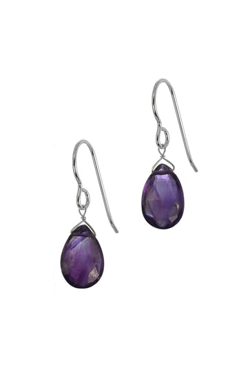 Dark Purple African Amethyst Dangle Earrings