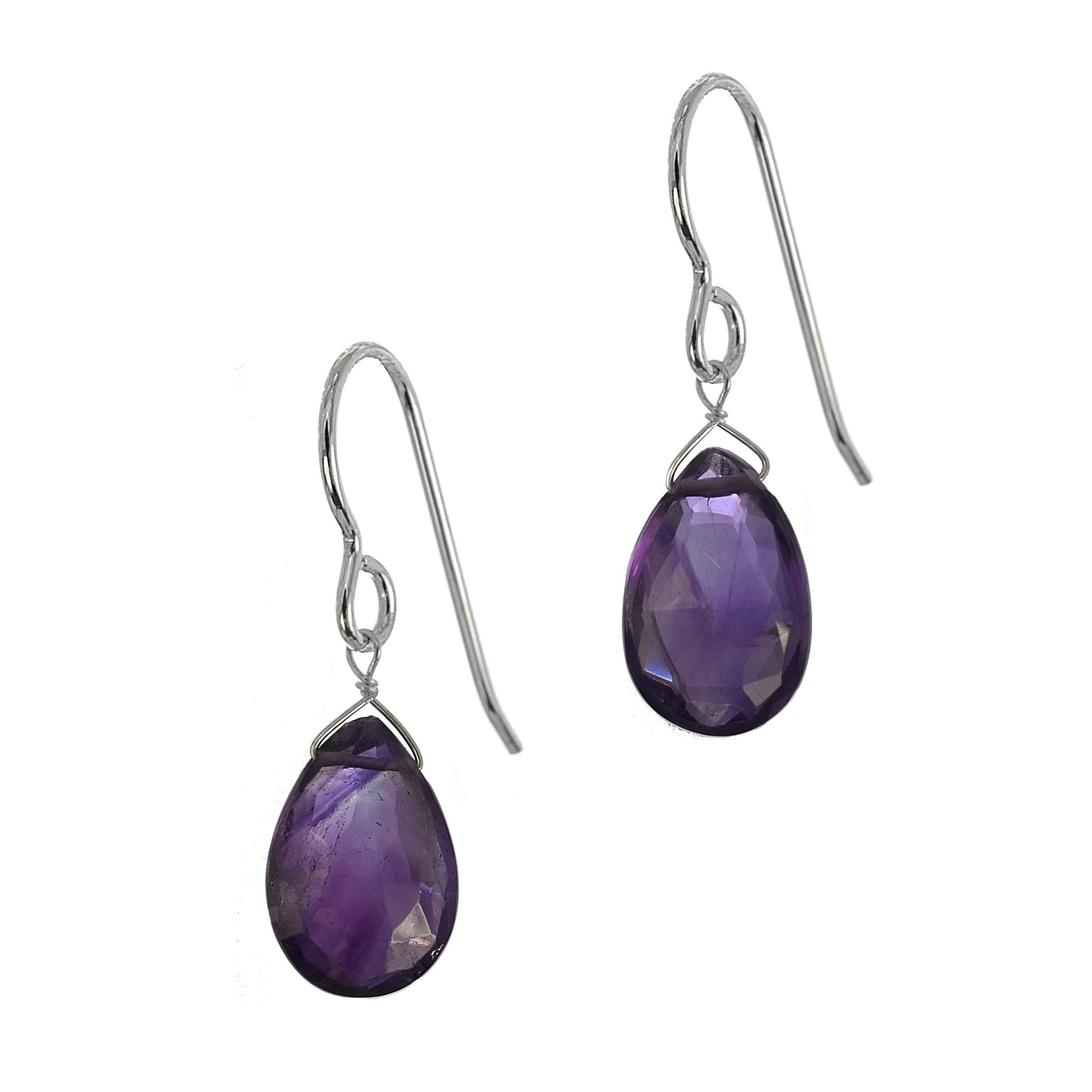 Gemstone Earrings, Amethyst Purple Stones