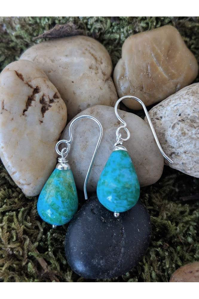 Blue Green Jasper Drop Earrings