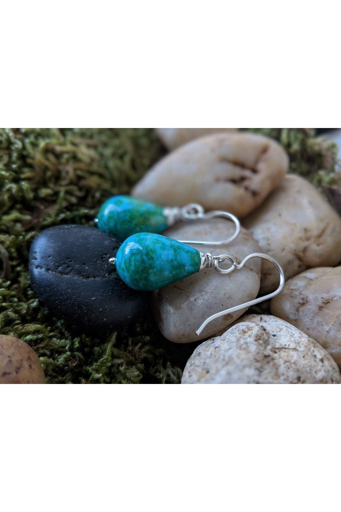 Blue Green Jasper Drop Earrings
