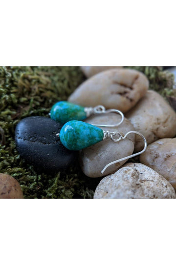 Blue Green Jasper Drop Earrings