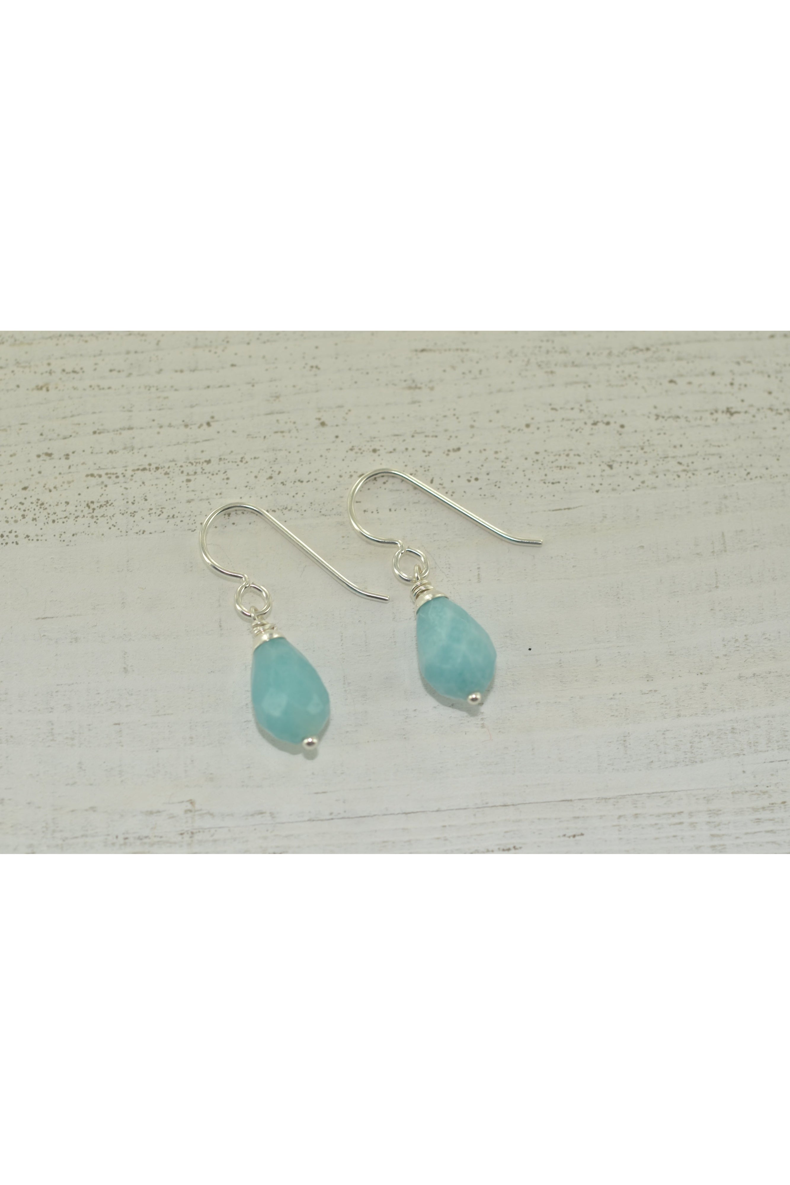 Baby Blue Amazonite Minimalist Drop Earrings