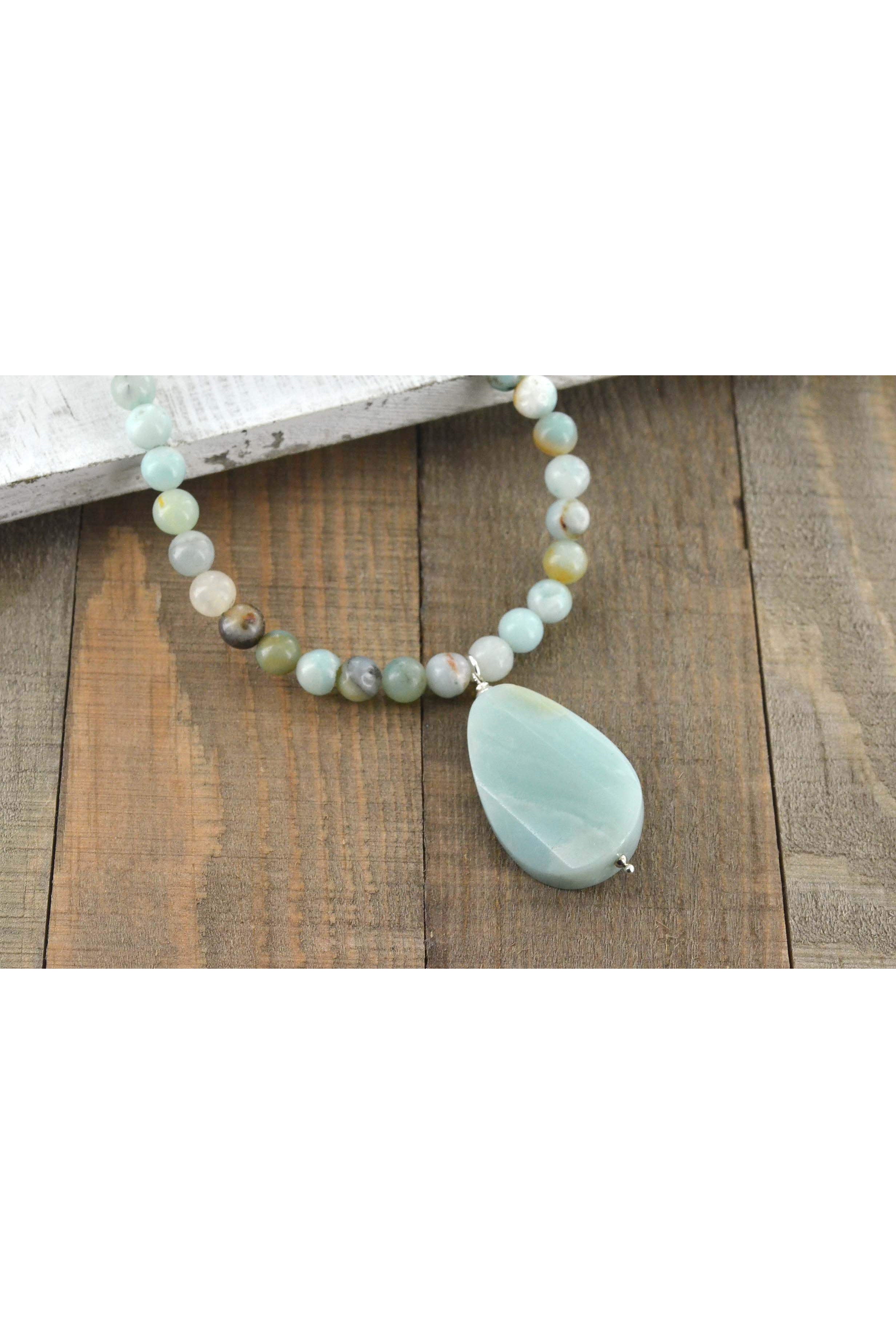 Amazonite Long Bead Necklace, 28 inches, Black Friday Deal