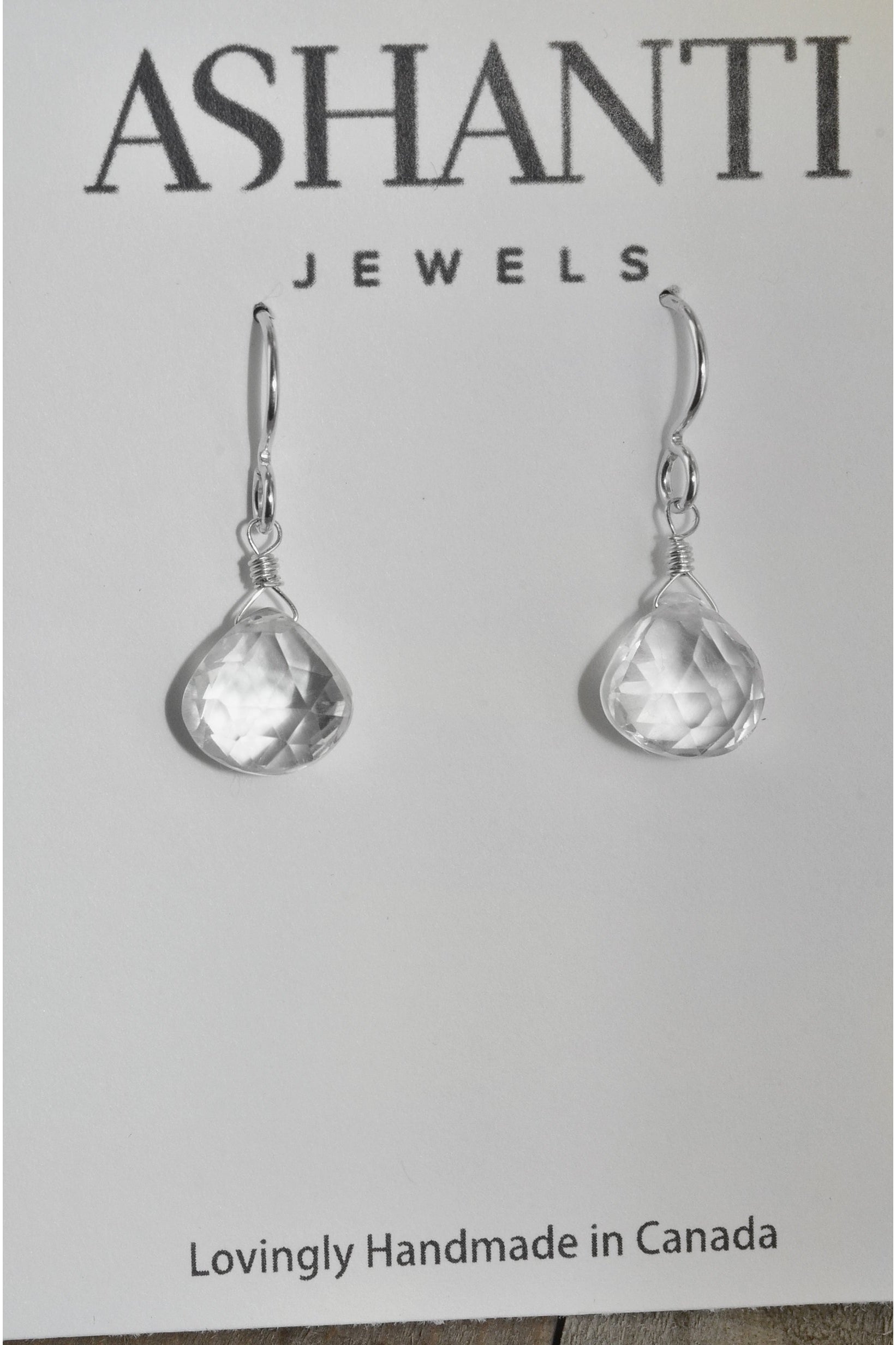 Rock Crystal Quartz Silver Dainty Silver Teardrop Earrings