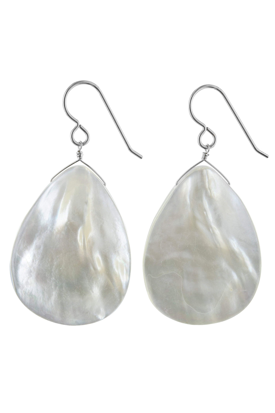 Large White Mother of Pearl Teardrop Dangle Earrings