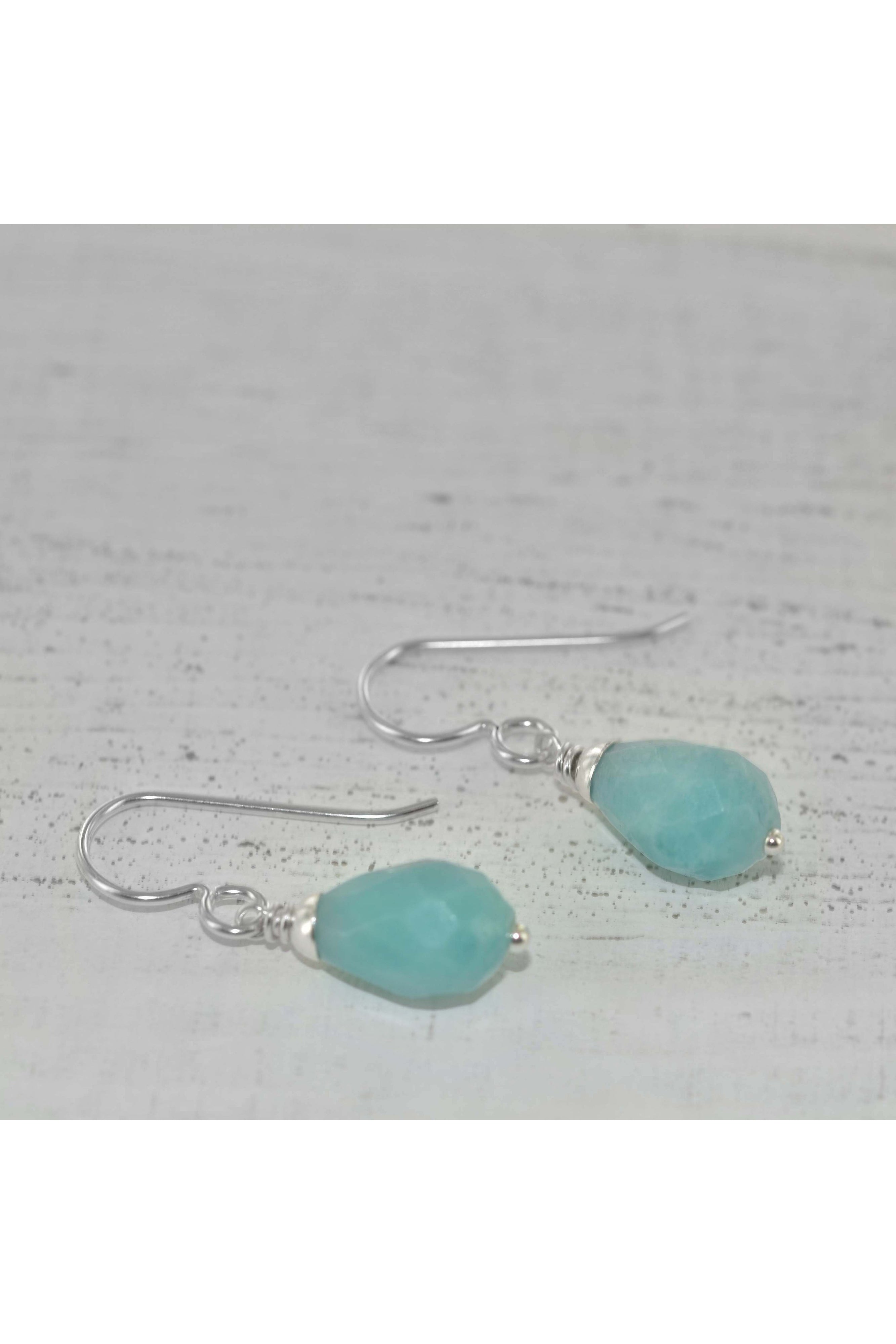 Baby Blue Amazonite Minimalist Drop Earrings