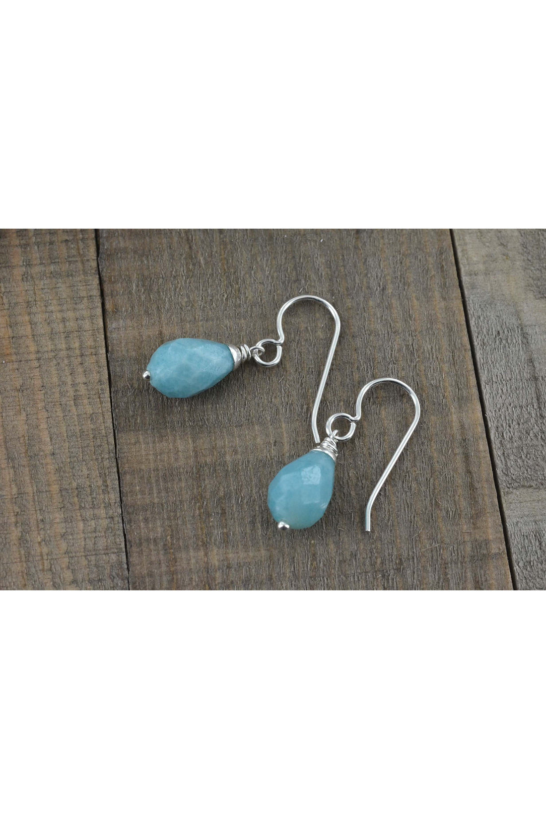 Baby Blue Amazonite Minimalist Drop Earrings