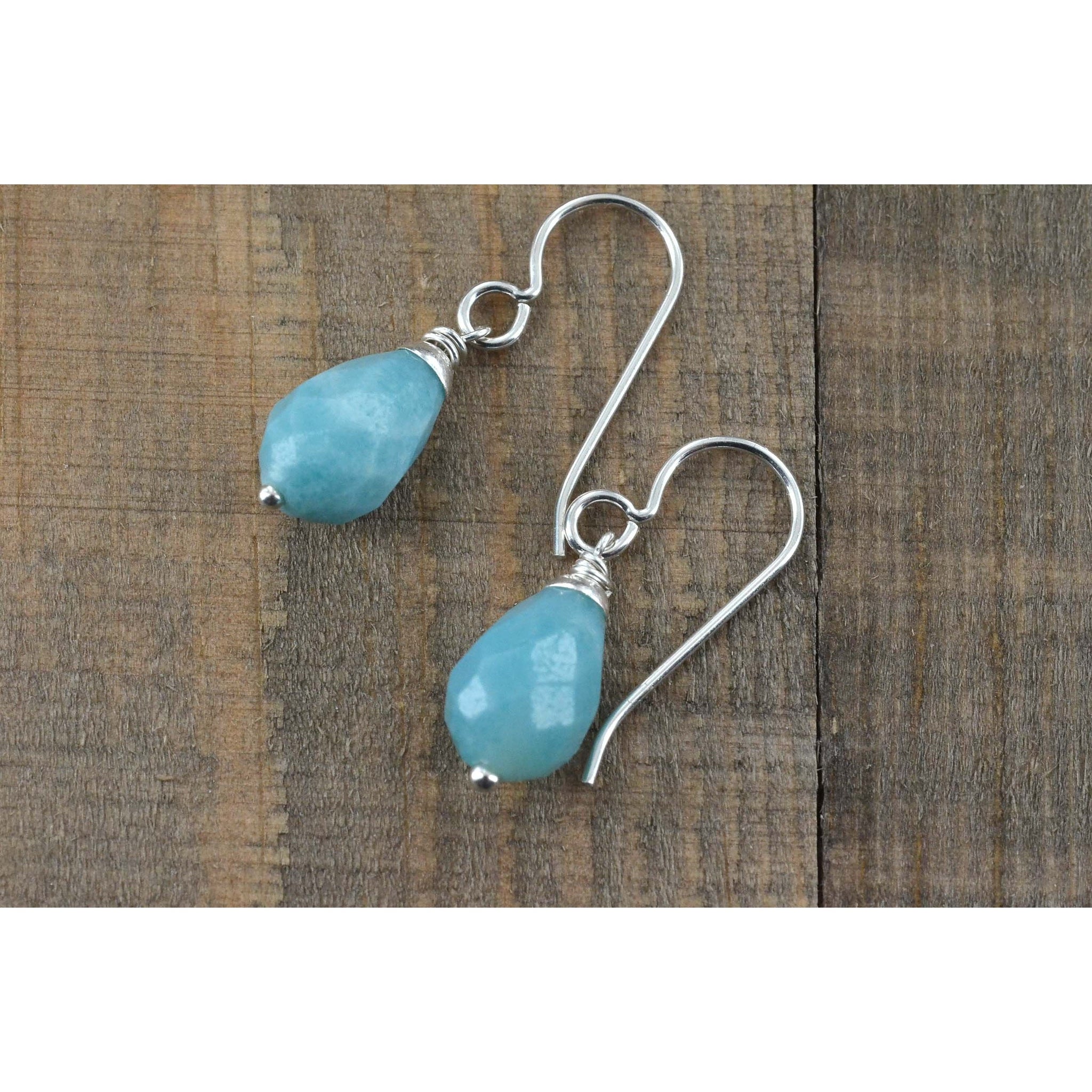 Baby Blue Amazonite Minimalist Drop Earrings
