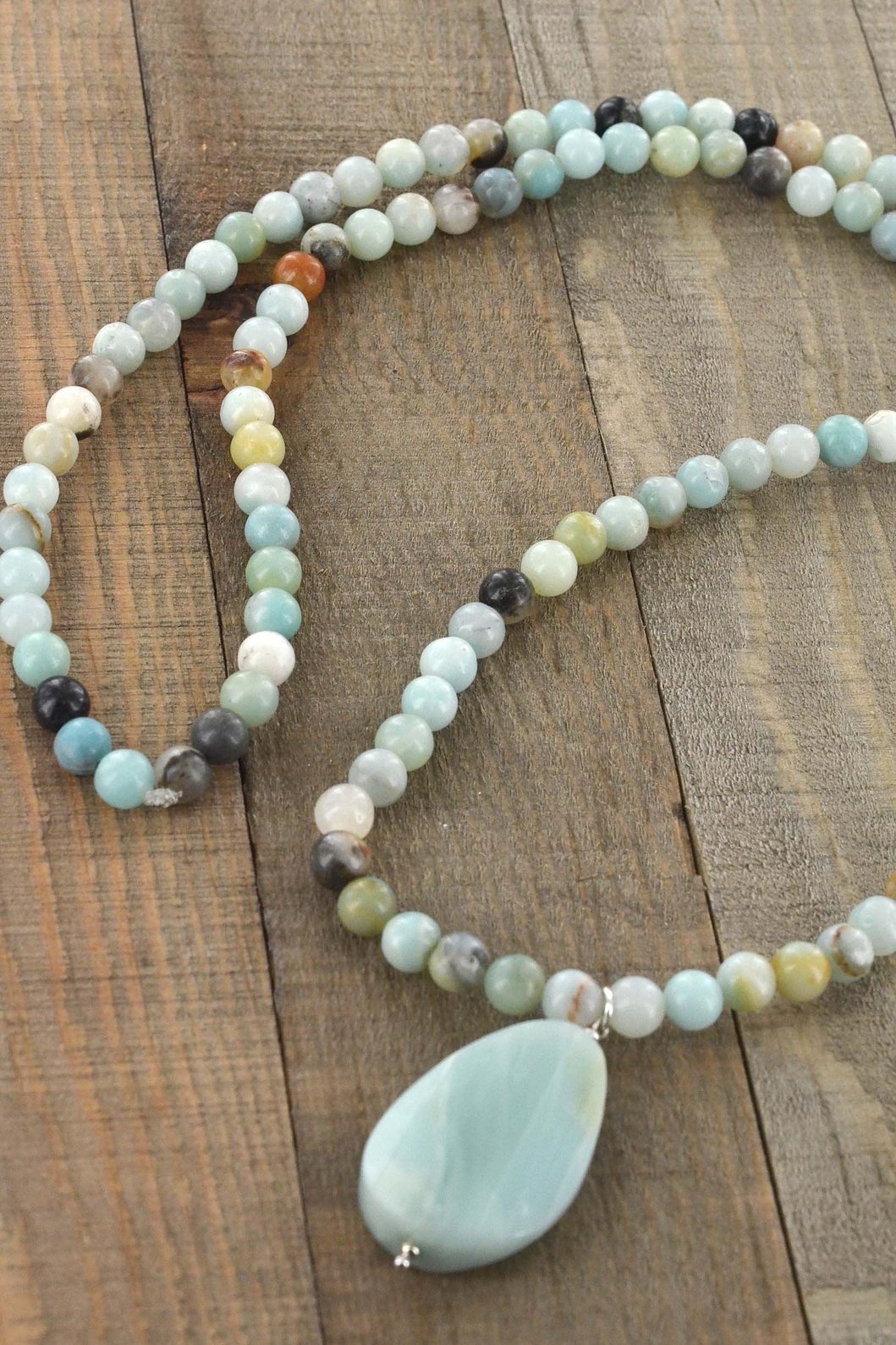 Amazonite Long Bead Necklace, 28 inches, Black Friday Deal