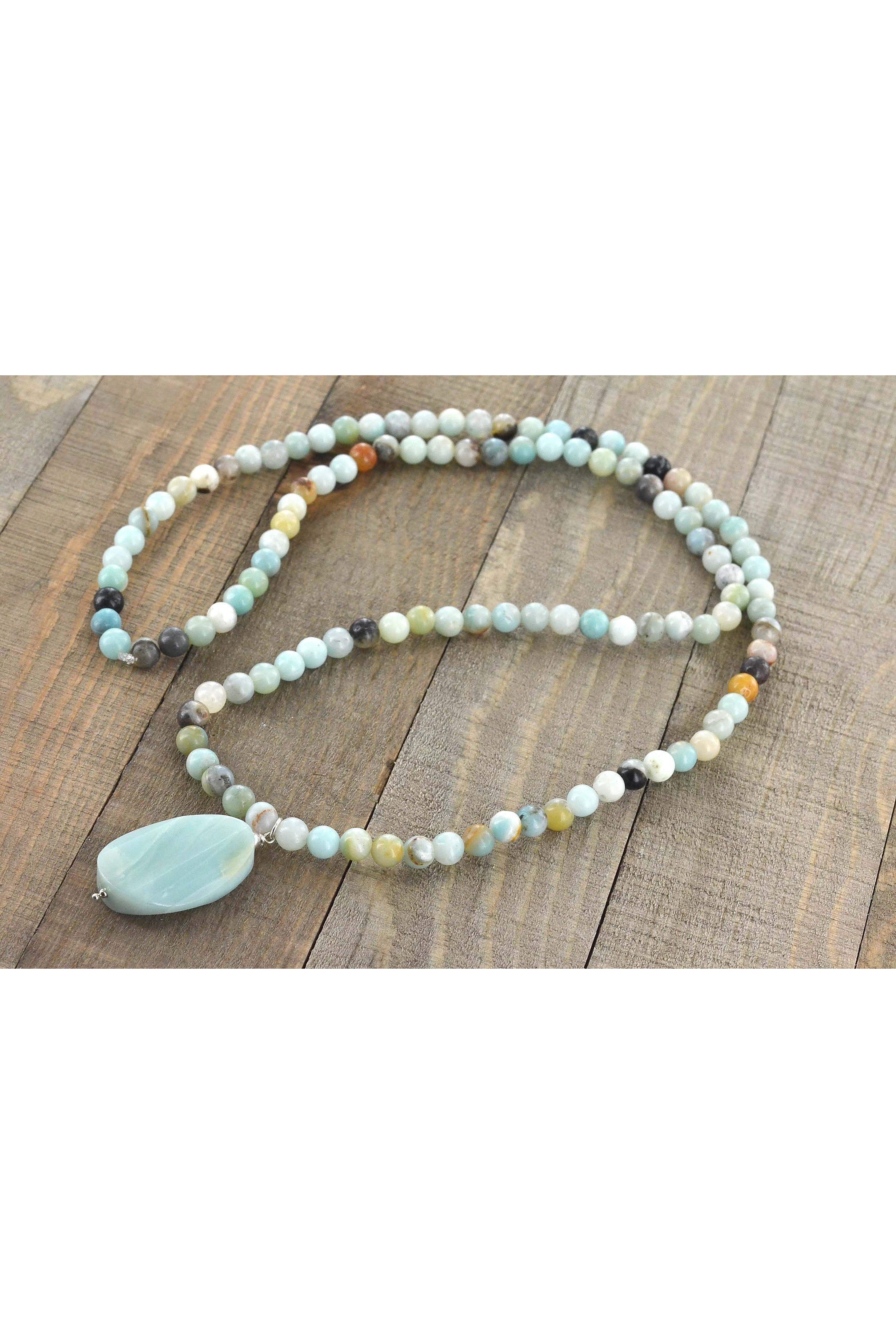 Amazonite Long Bead Necklace, 28 inches, Black Friday Deal