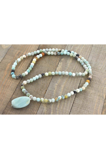 Amazonite Long Bead Necklace, 28 inches, Black Friday Deal