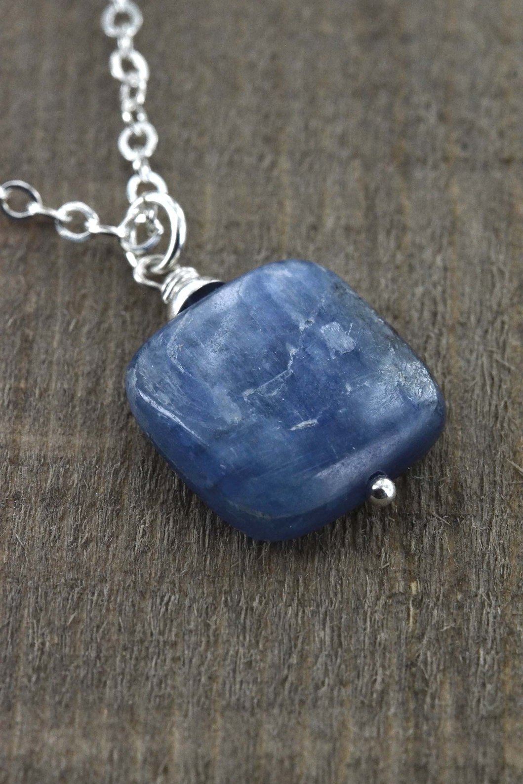Kyanite Square Blue Gemstone Earrings & Necklace Set