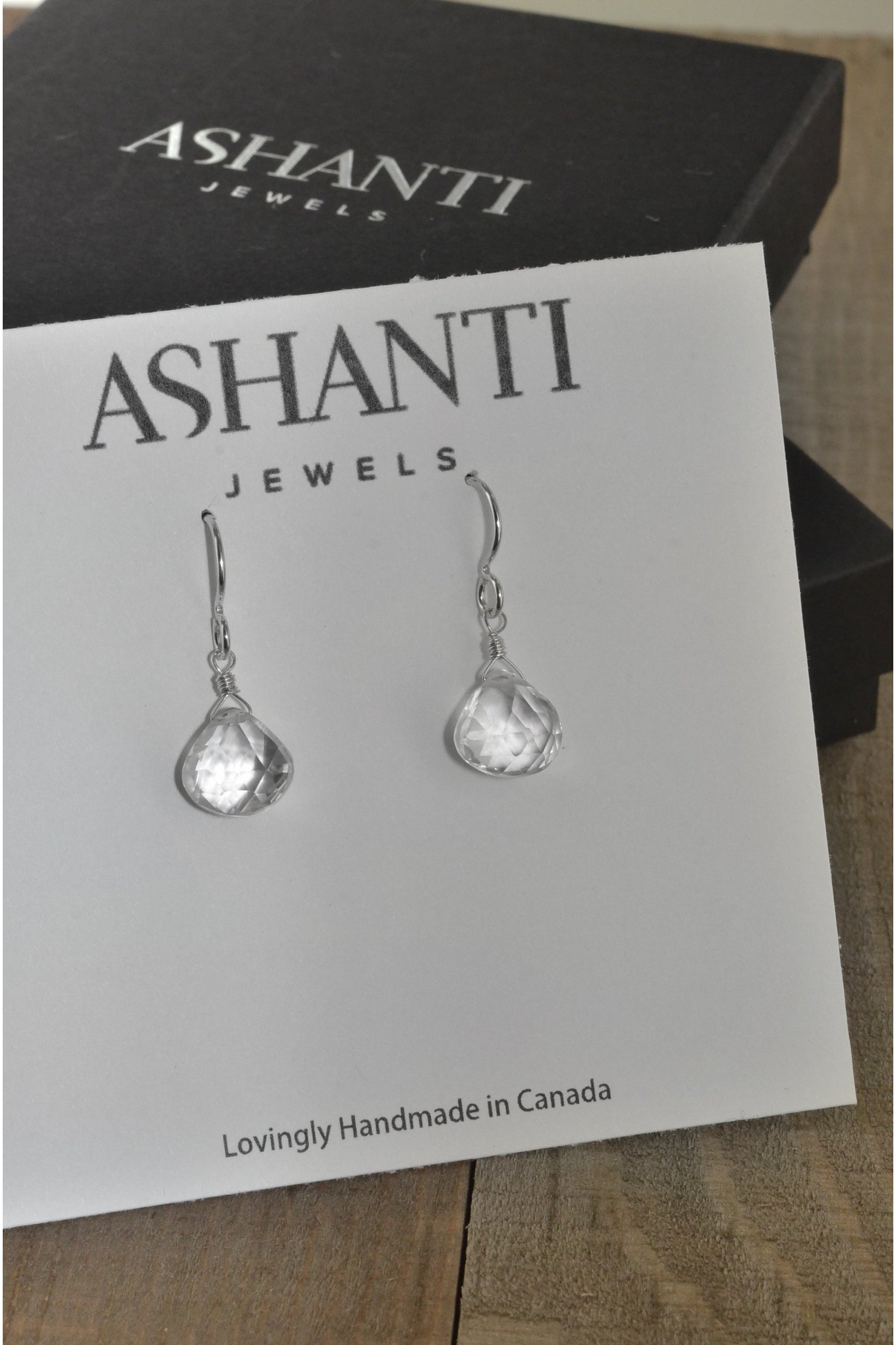 Rock Crystal Quartz Silver Dainty Silver Teardrop Earrings