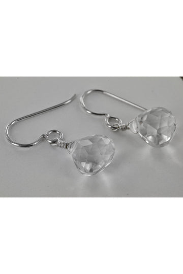 Rock Crystal Quartz Silver Dainty Silver Teardrop Earrings