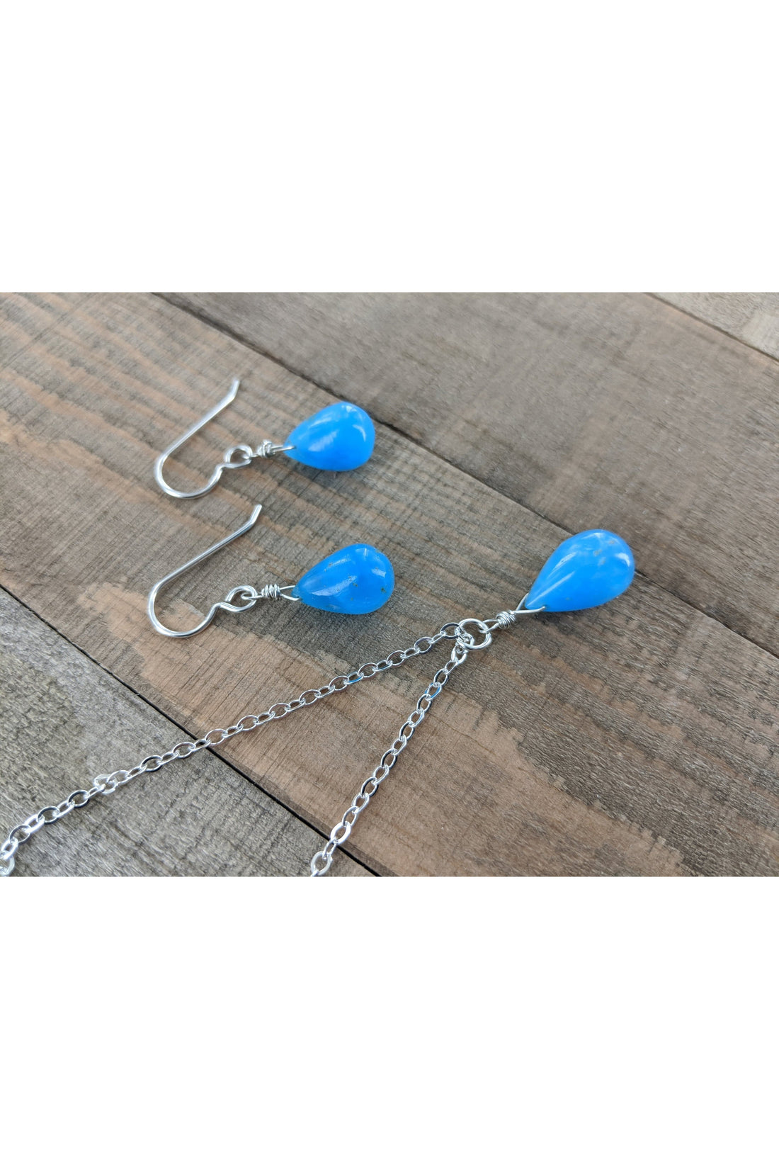 Hemimorphite Sky Blue Gemstone Drop Earrings