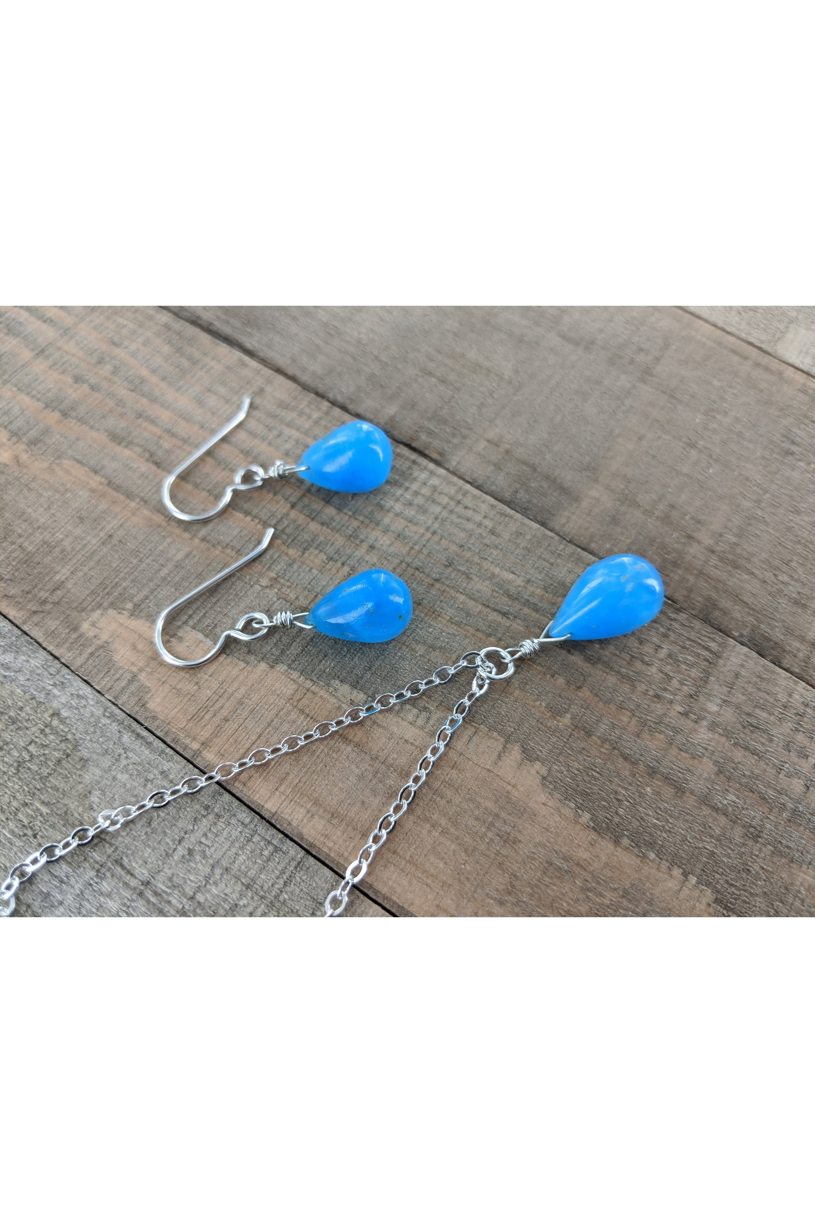 Hemimorphite Sky Blue Gemstone Drop Earrings