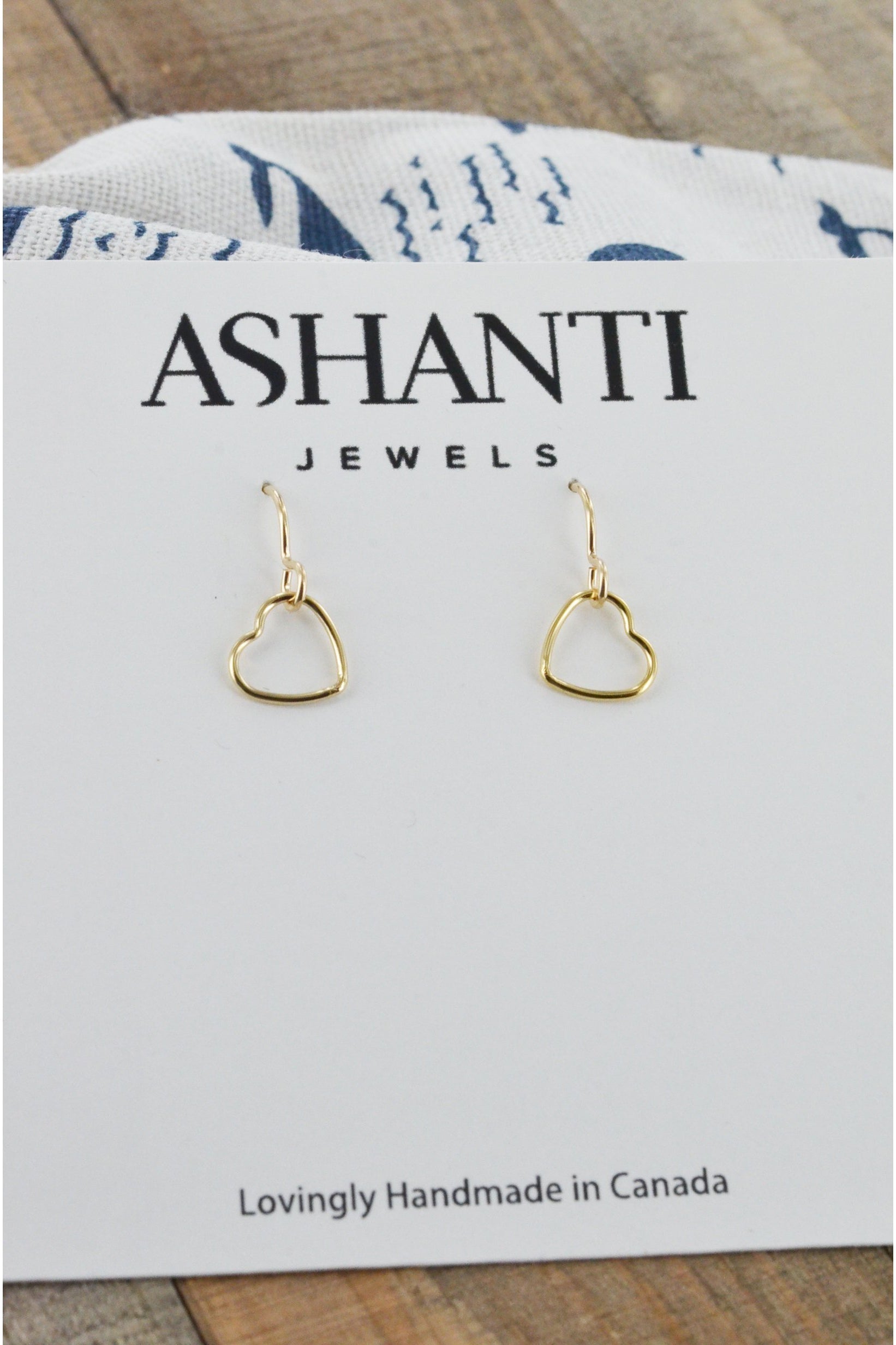 Dainty Gold Heart Dangle Earrings